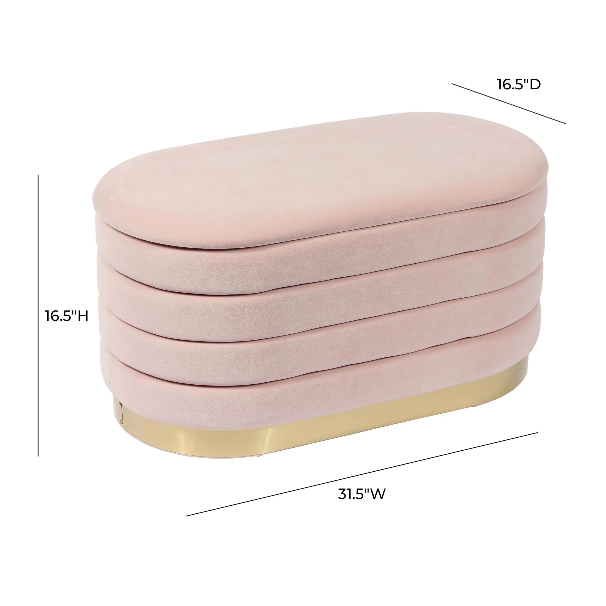 Lillian Blush Velvet Storage Bench - Image 8