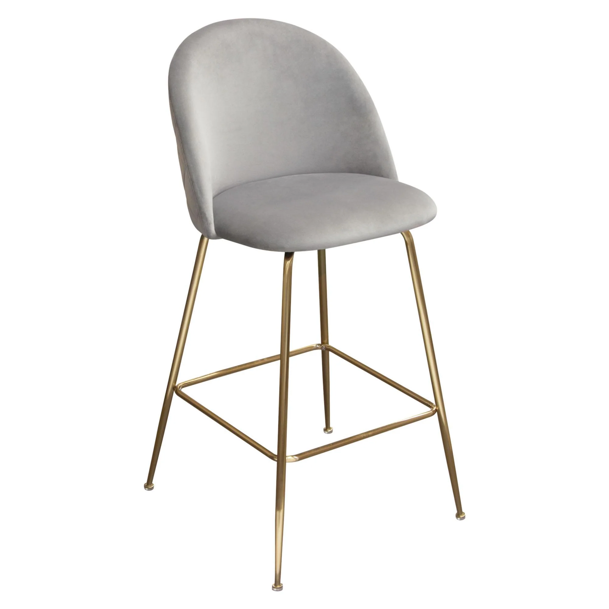 Lilly Set of (2) Bar Height Chairs in Grey Velvet w/ Brushed Gold Metal Legs by Diamond Sofa - Image 3