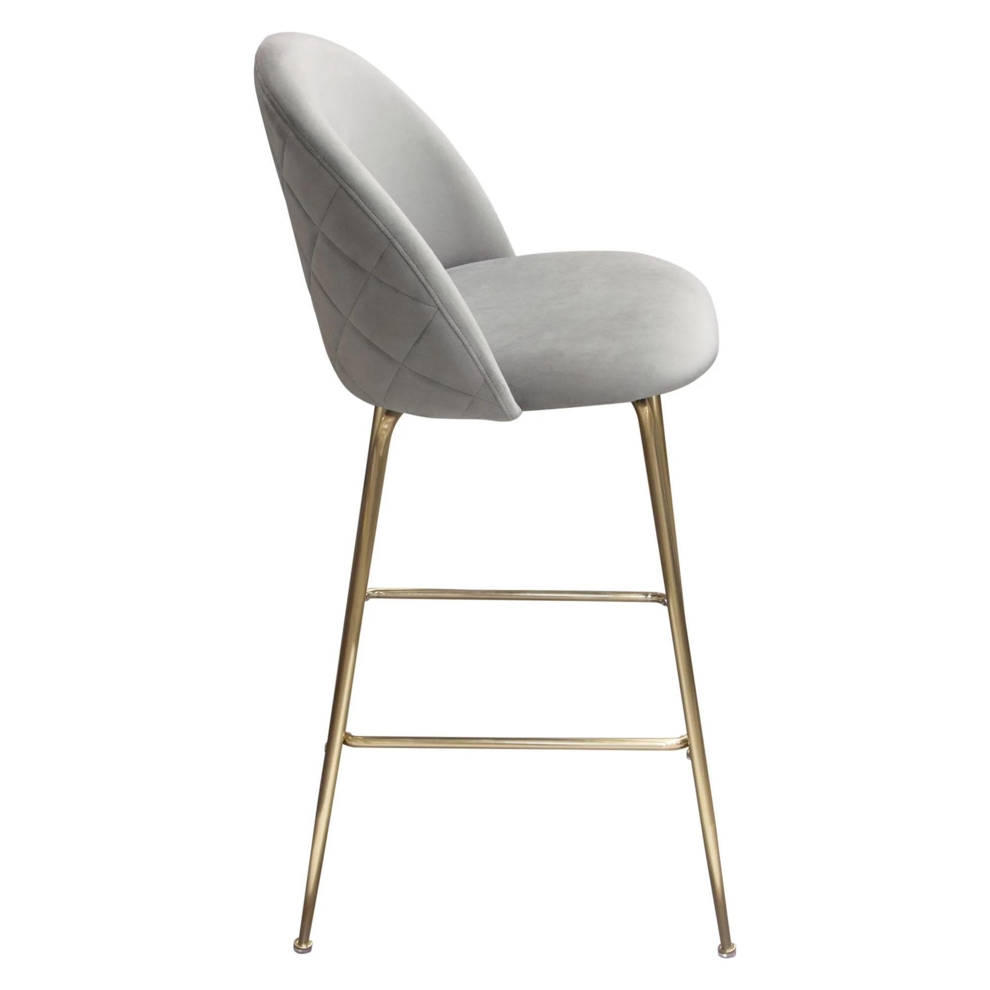 Lilly Set of (2) Bar Height Chairs in Grey Velvet w/ Brushed Gold Metal Legs by Diamond Sofa - Image 6