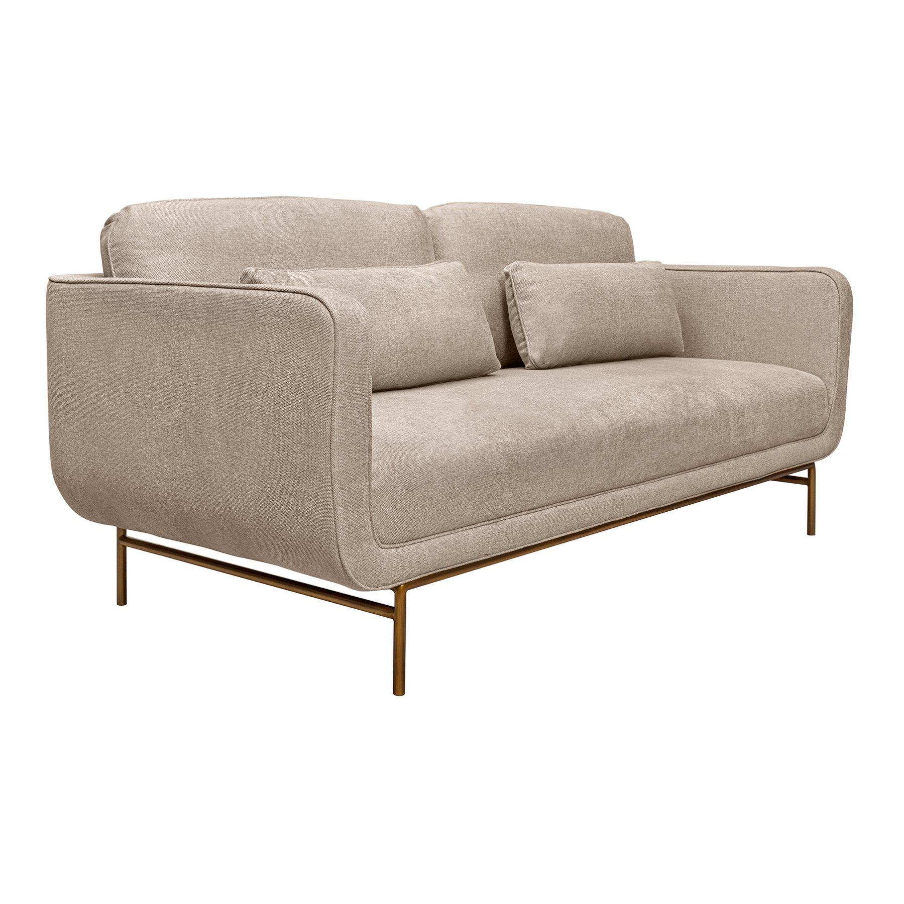 Lilou 77" Beige Fabric Sofa with Antique Brass Metal Legs - Image 2