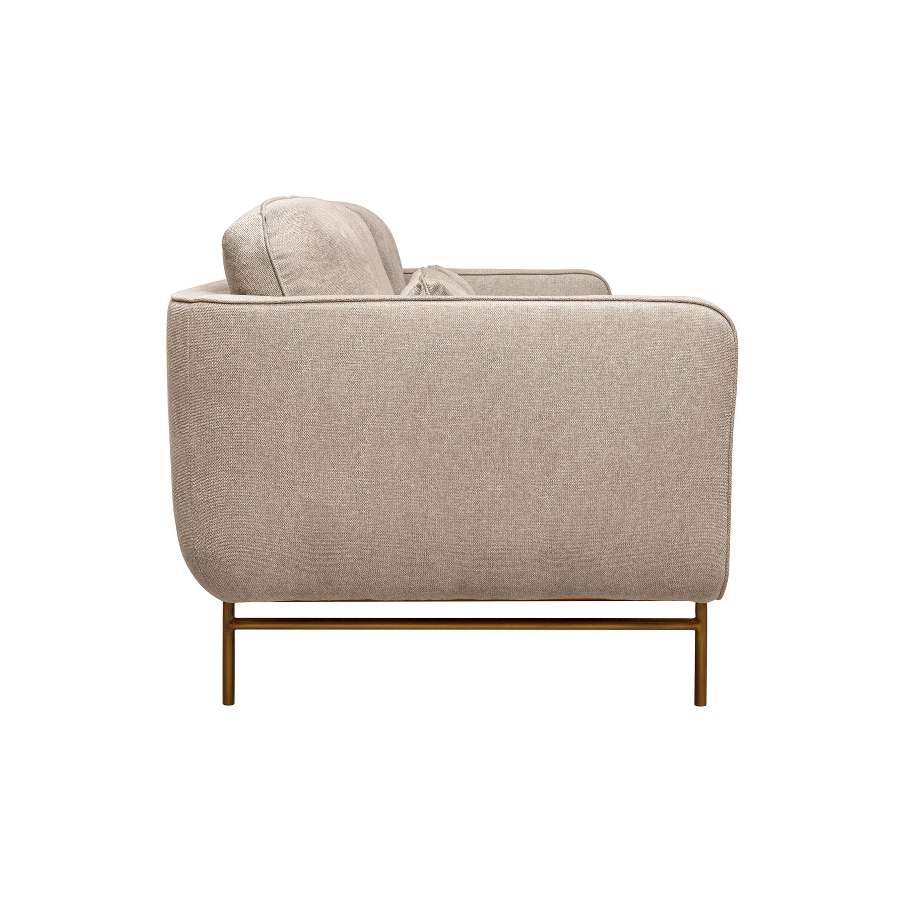 Lilou 77" Beige Fabric Sofa with Antique Brass Metal Legs - Image 3