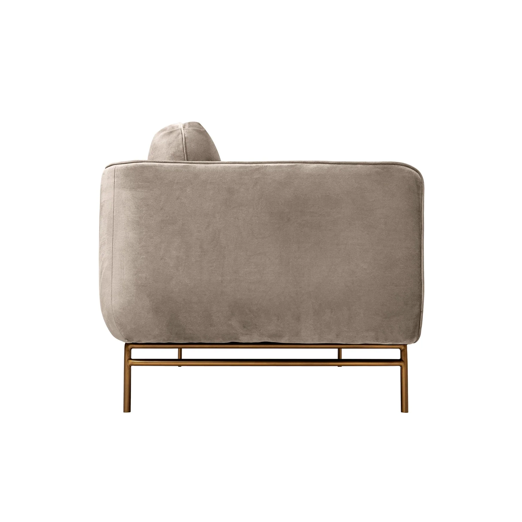 Lilou 77" Fossil Gray Velvet Sofa with Antique Brass Metal Legs - Image 3
