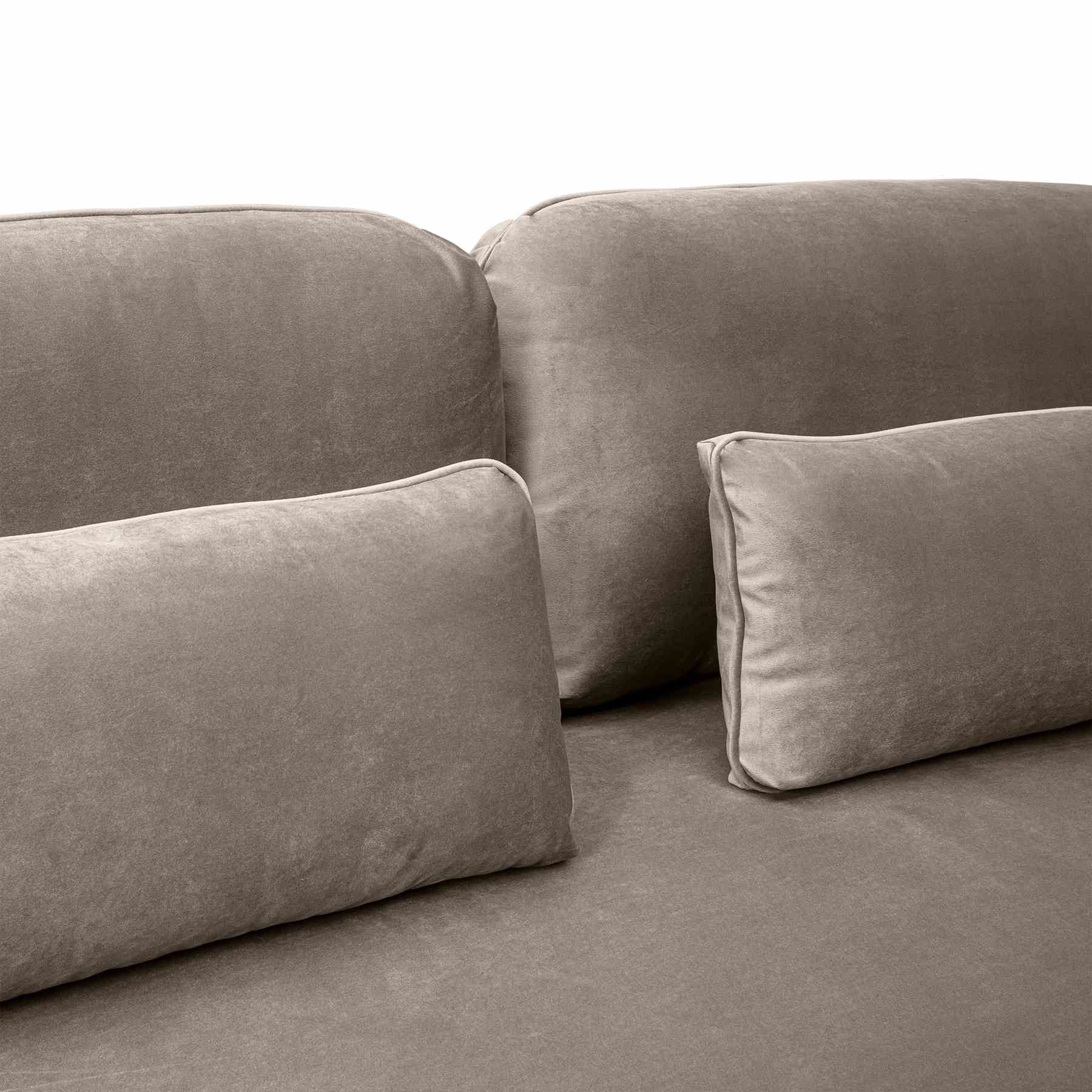 Lilou 77" Fossil Gray Velvet Sofa with Antique Brass Metal Legs - Image 7