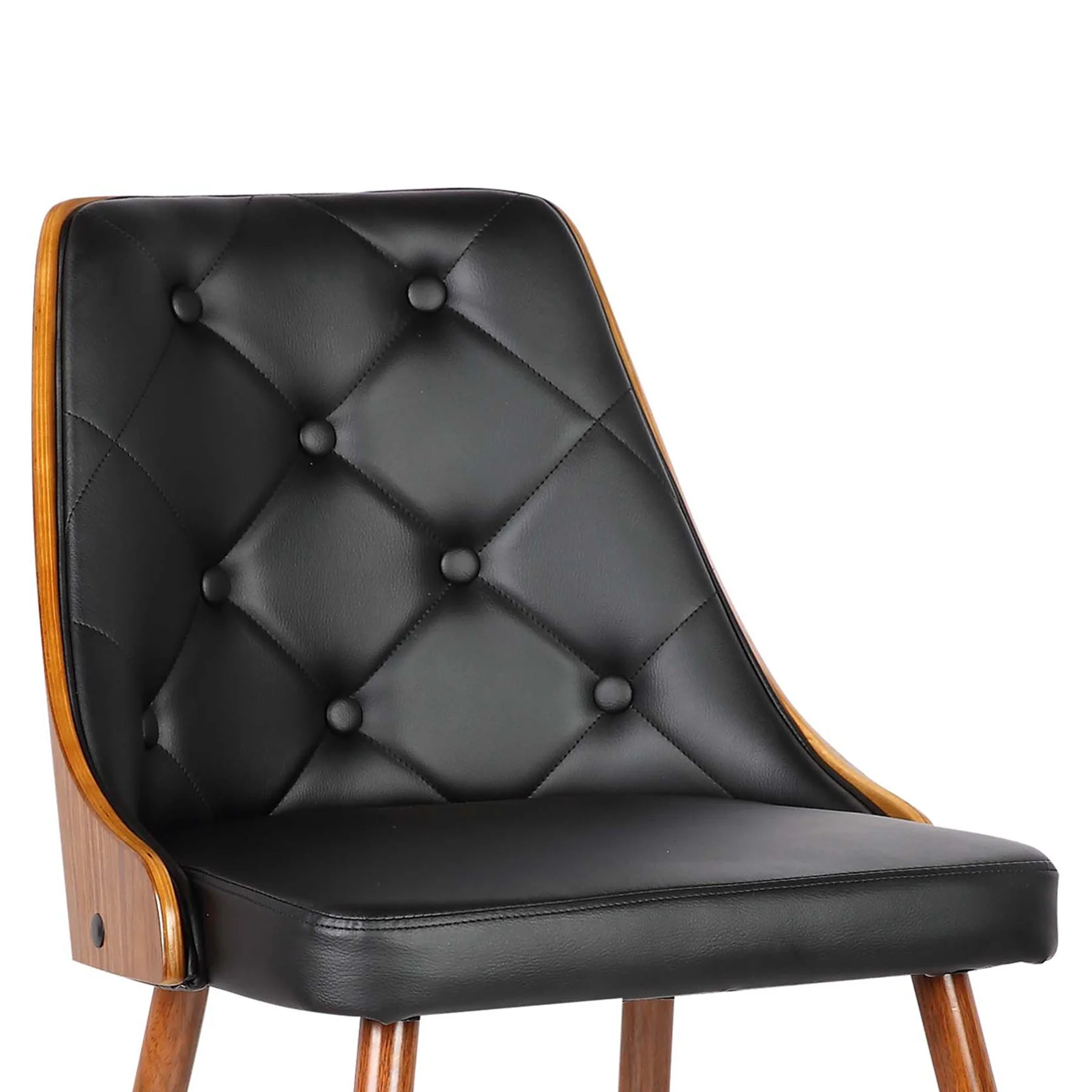Lily Mid-Century Dining Chair in Walnut Finish and Black Faux Leather - Image 5