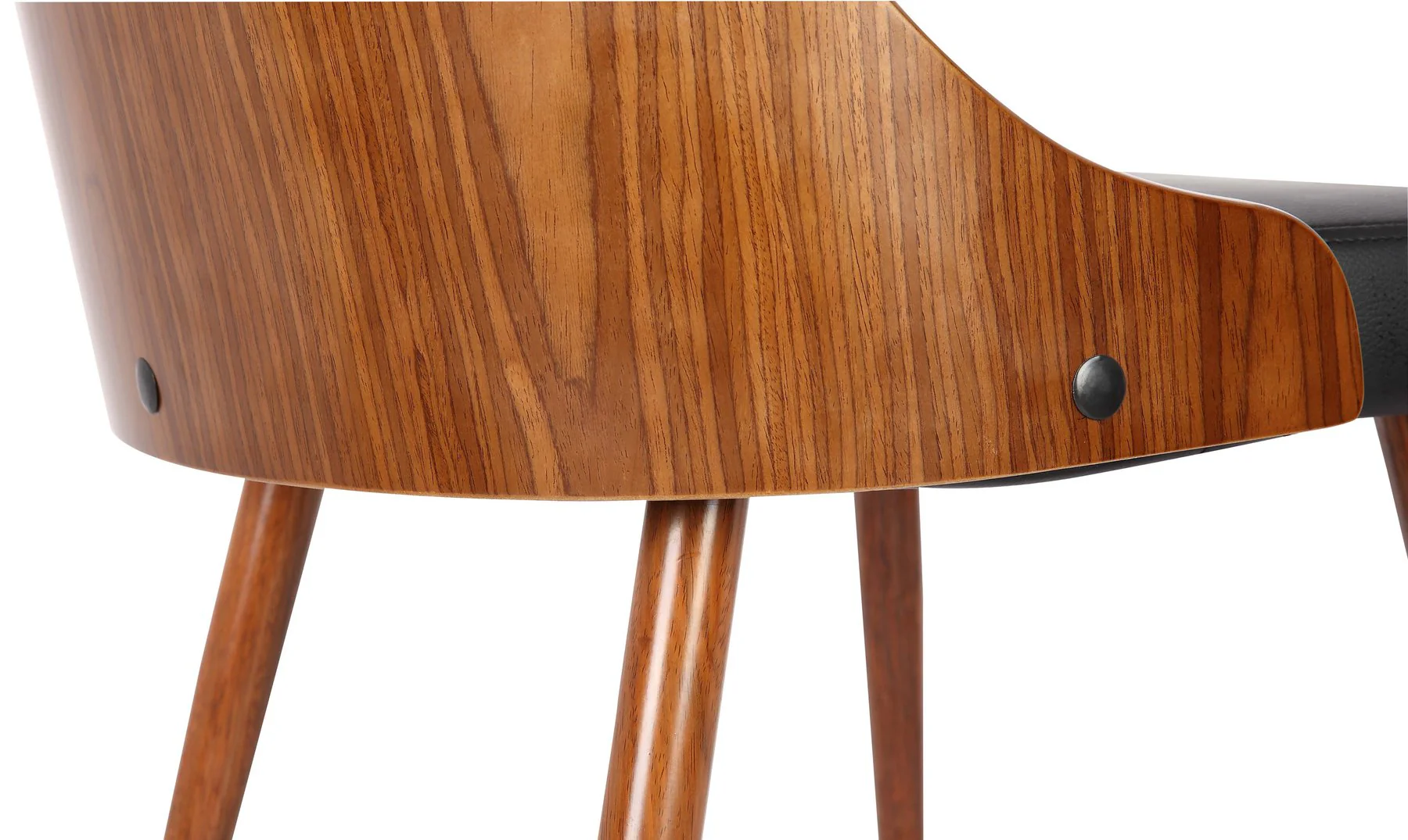 Lily Mid-Century Dining Chair in Walnut Finish and Black Faux Leather - Image 6