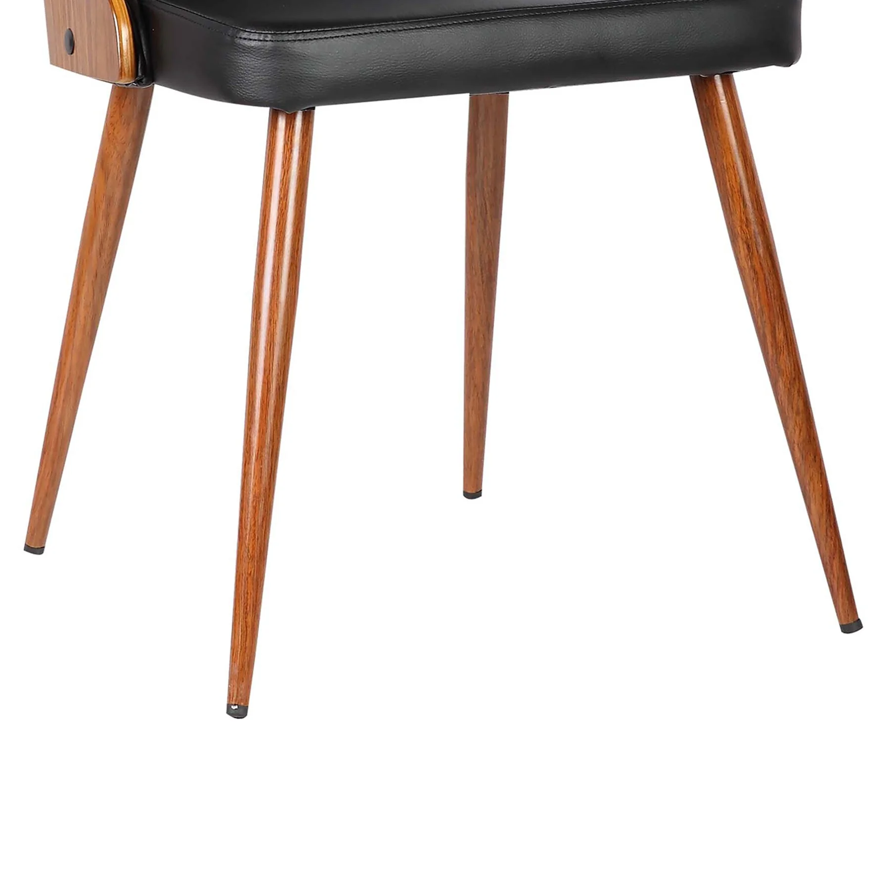 Lily Mid-Century Dining Chair in Walnut Finish and Black Faux Leather - Image 7
