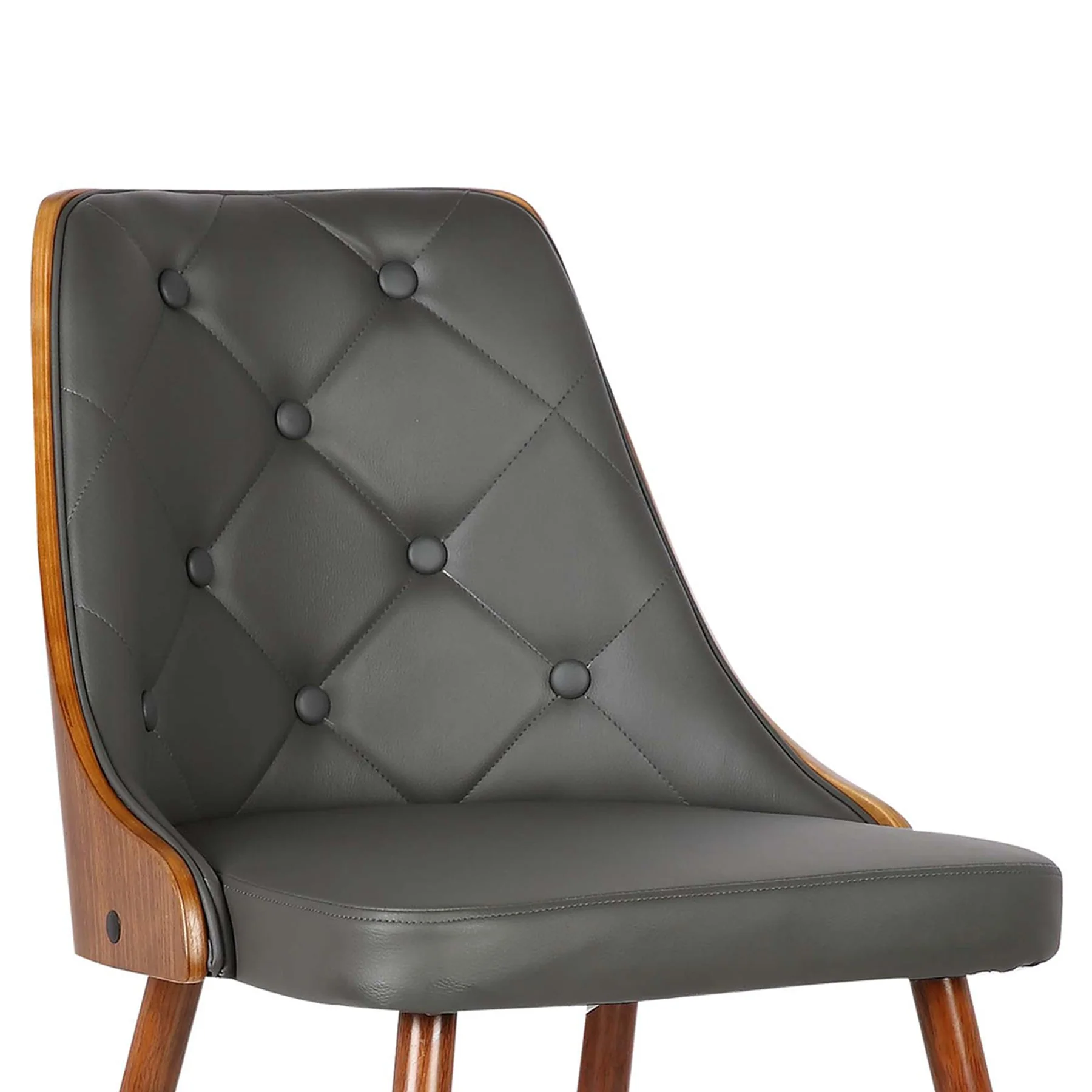 Lily Mid-Century Dining Chair in Walnut Finish and Gray Faux Leather - Image 5
