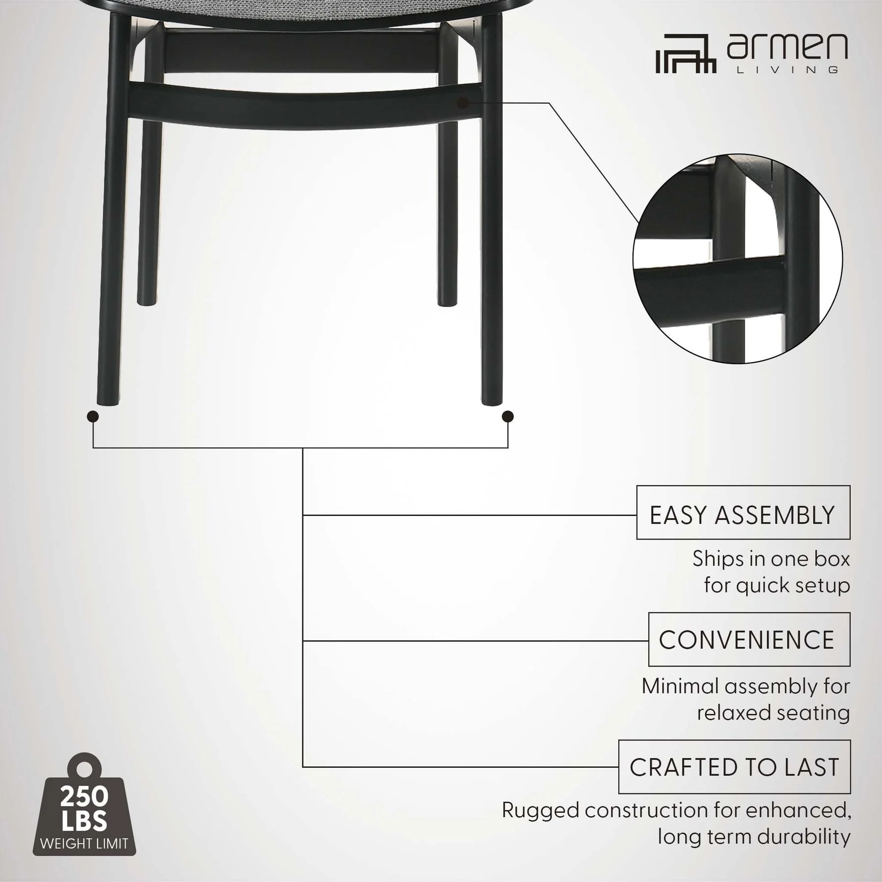 Lima Gray Upholstered Wood Dining Chairs in Black Finish - Set of 2 - Image 10