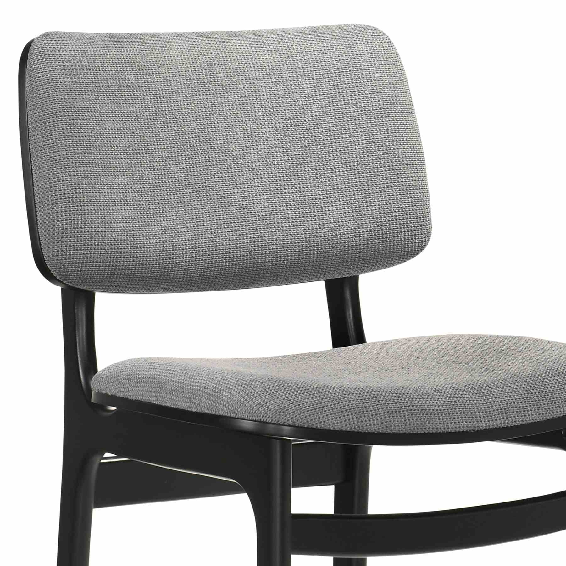Lima Gray Upholstered Wood Dining Chairs in Black Finish - Set of 2 - Image 5
