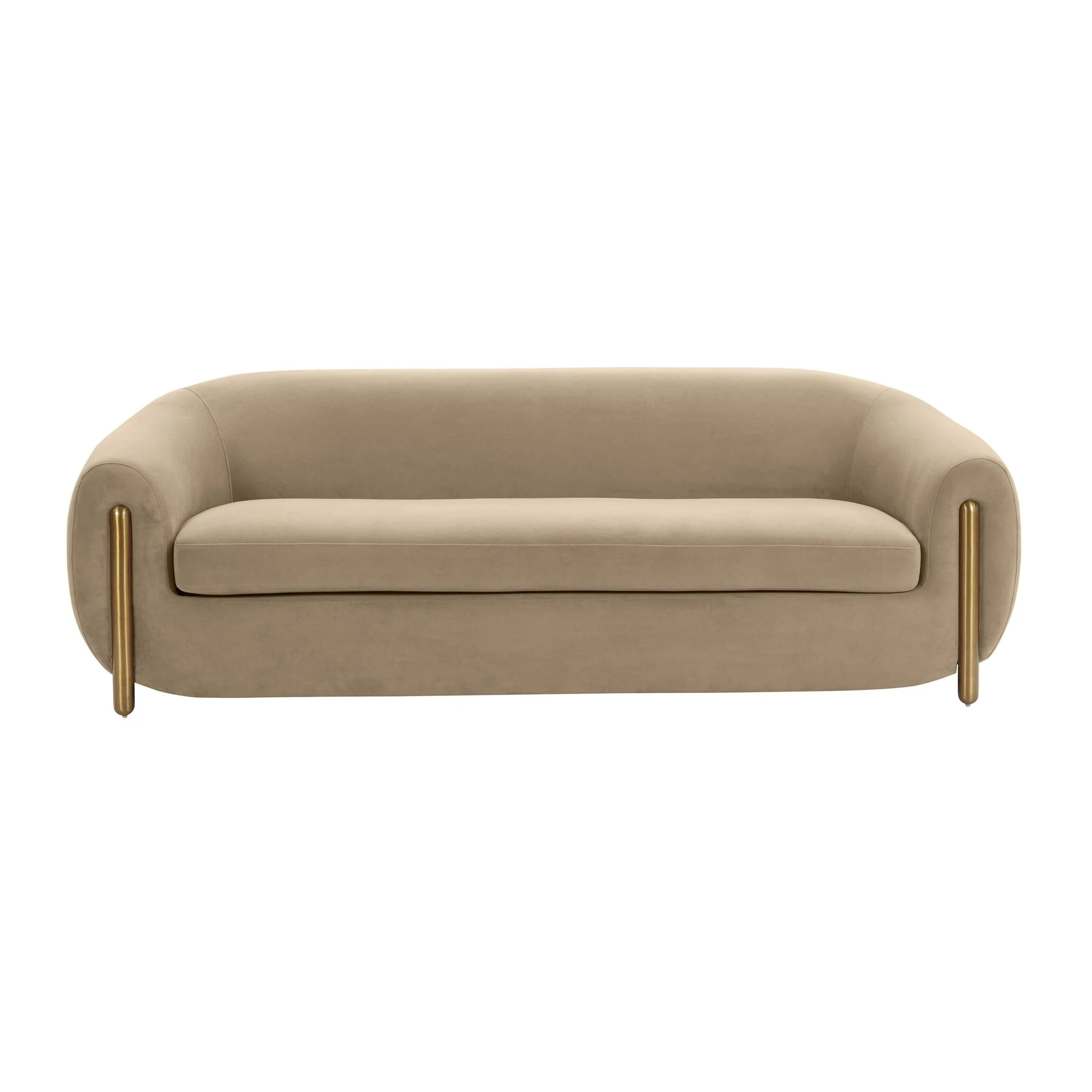 Lina Cafe Au Lait Brown Velvet Sofa - Image 3