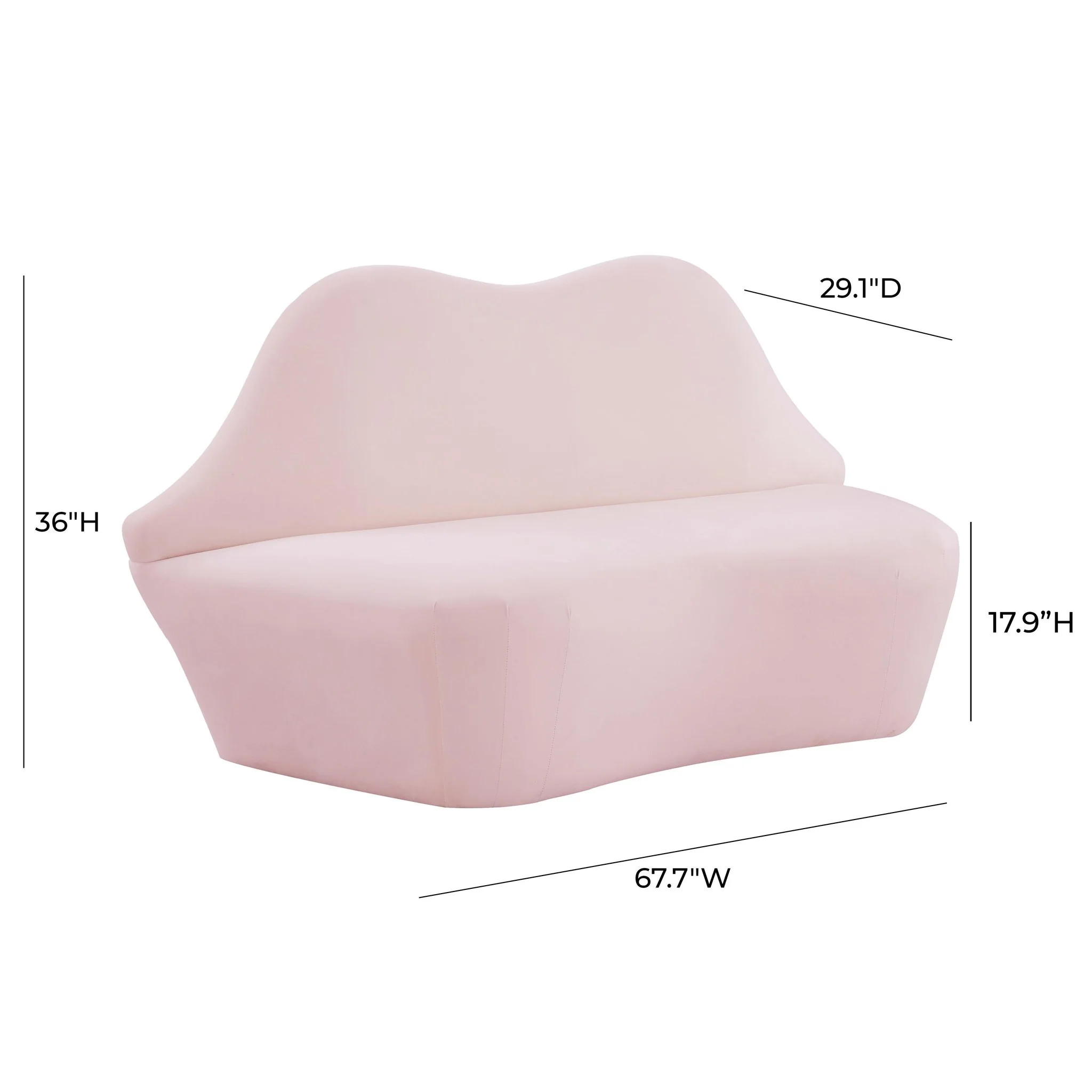 Lips Blush Velvet Settee - Image 6