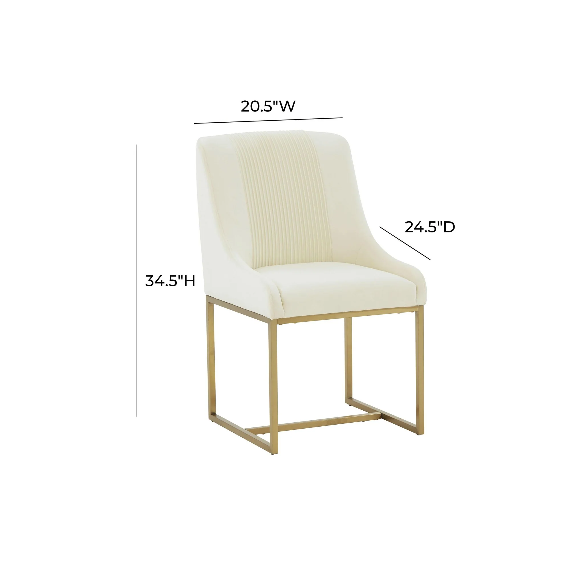 Lisa Cream Pleated Velvet Dining Chair - Image 6