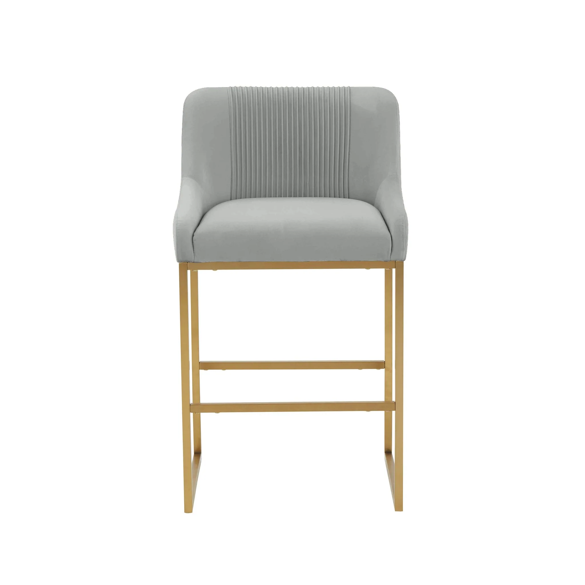 Lisa Grey Pleated Velvet Counter Stool - Image 3