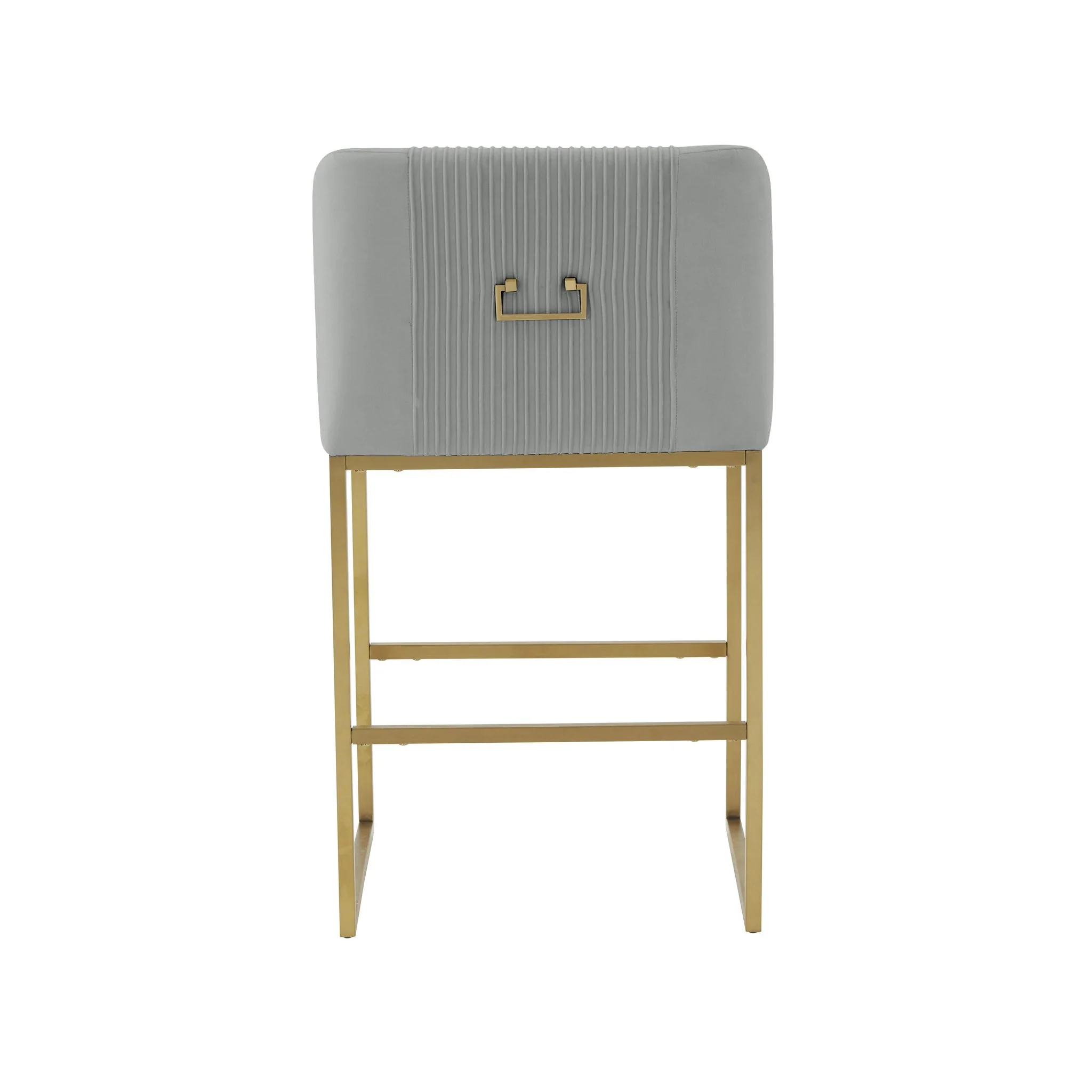 Lisa Grey Pleated Velvet Counter Stool - Image 5
