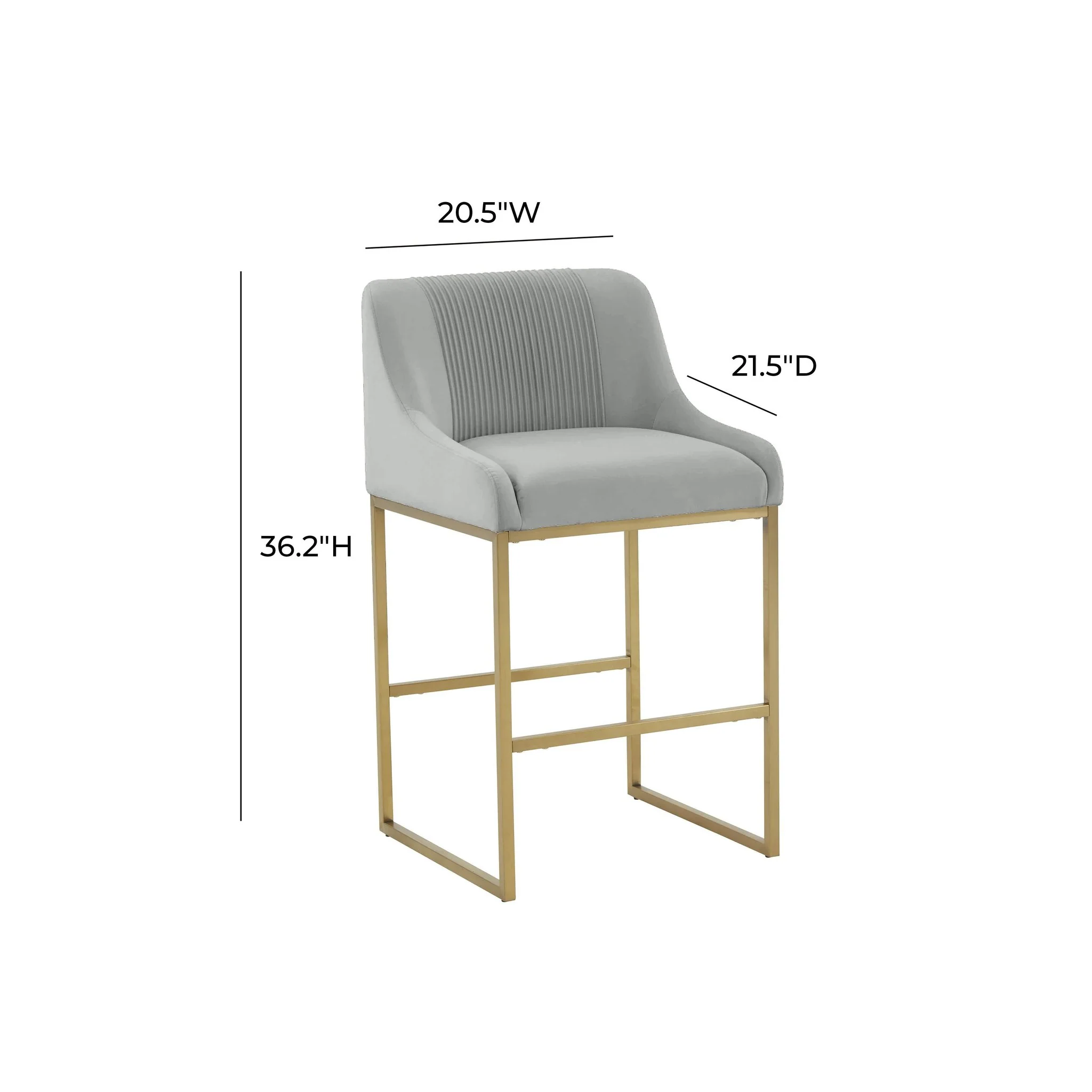 Lisa Grey Pleated Velvet Counter Stool - Image 6