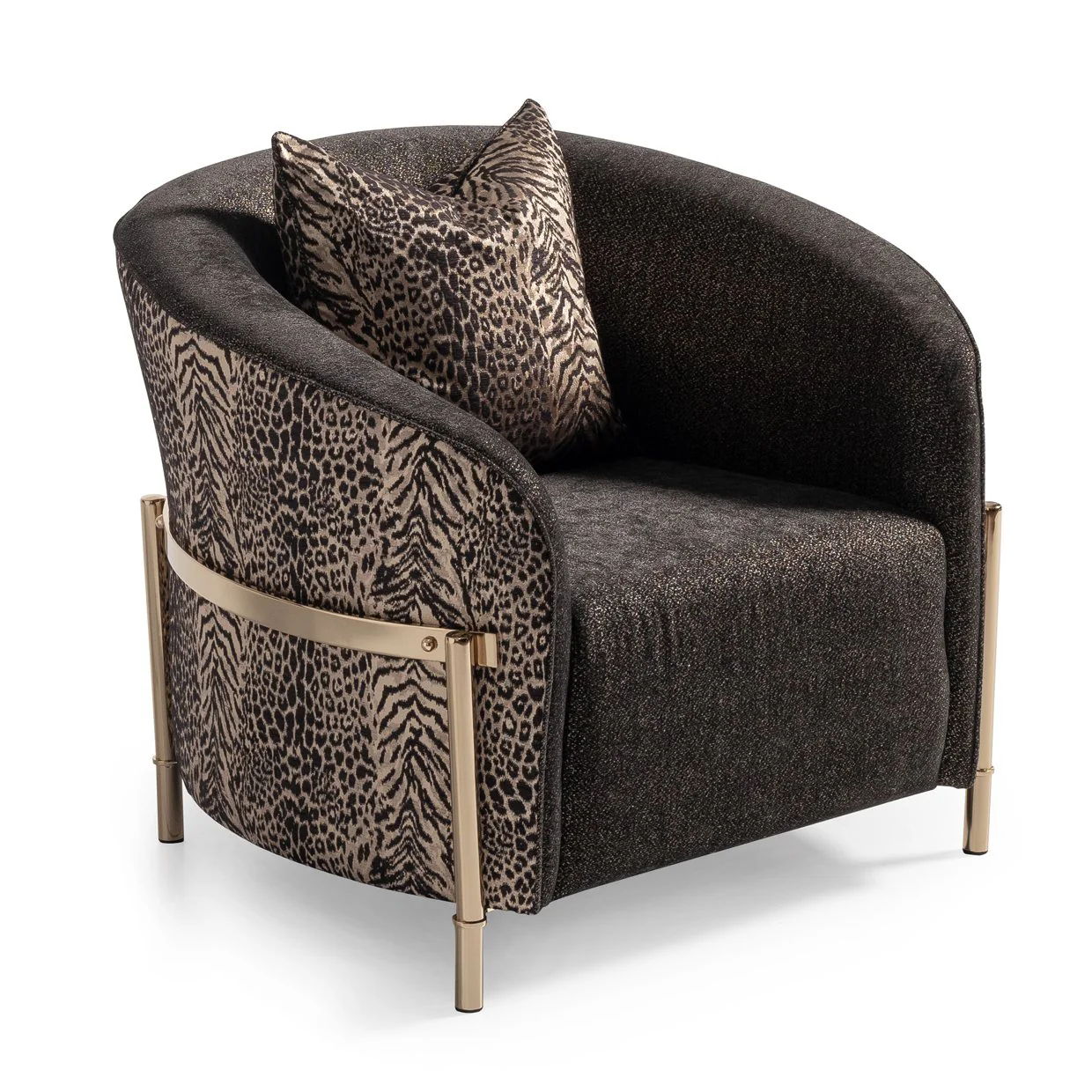 Lisbon Accent Chair - Onyx/Gold - Image 9
