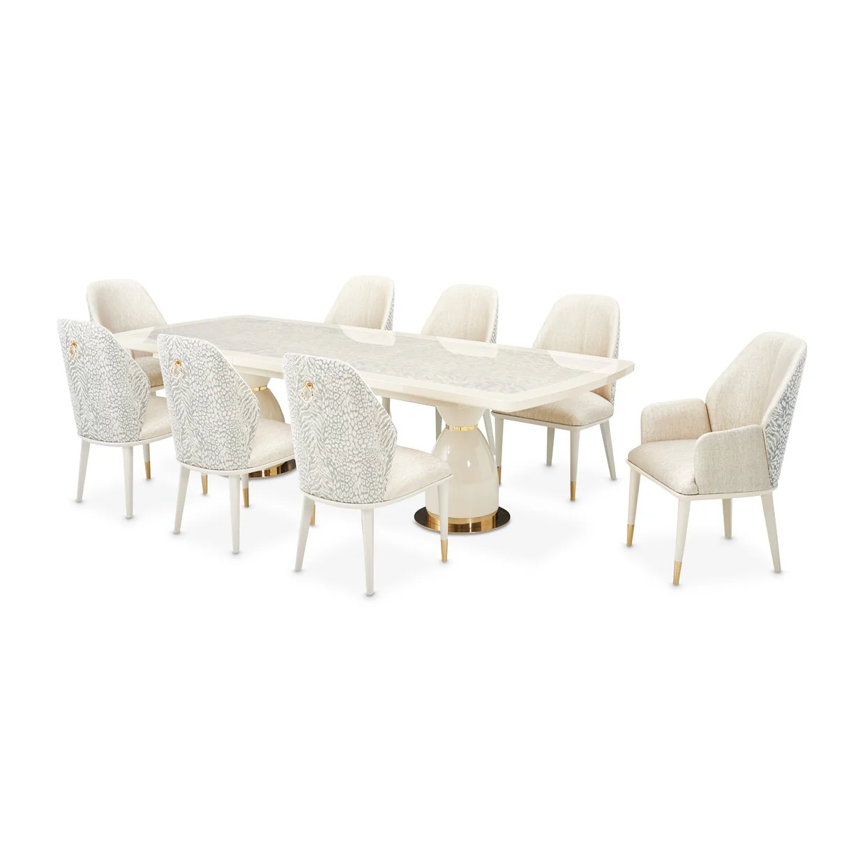 Lisbon Double Pedestal Dining Table - Silken Matte Cream - Image 11