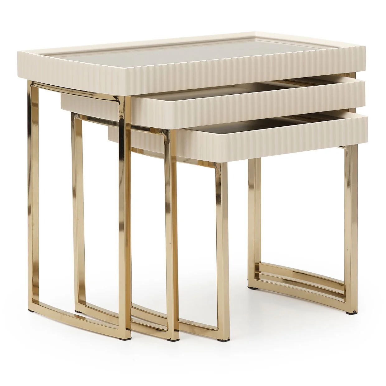 Lisbon Nesting Tables, Set of 3 - Silken Matte Cream - Image 2