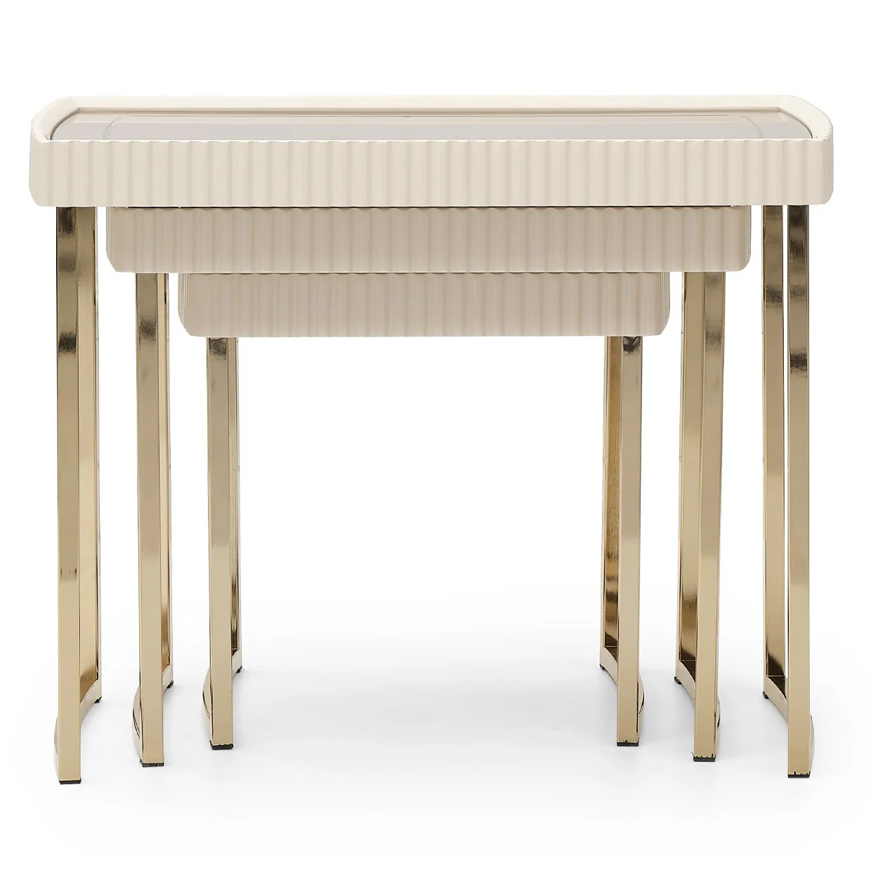 Lisbon Nesting Tables, Set of 3 - Silken Matte Cream - Image 4
