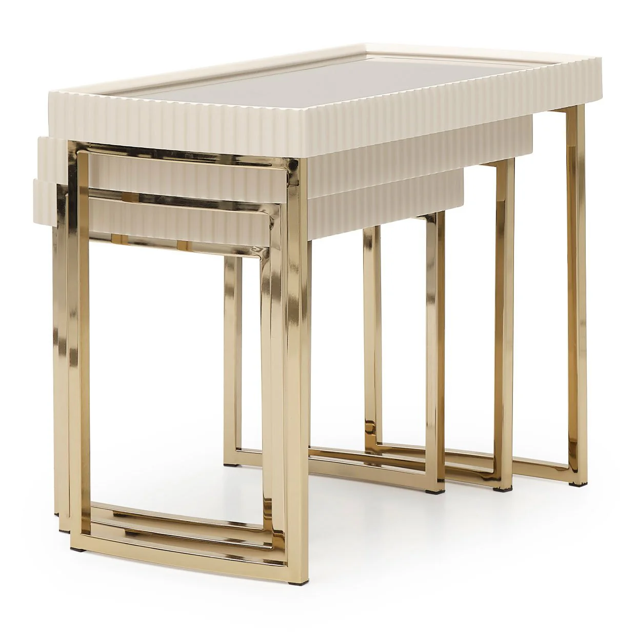 Lisbon Nesting Tables, Set of 3 - Silken Matte Cream - Image 5
