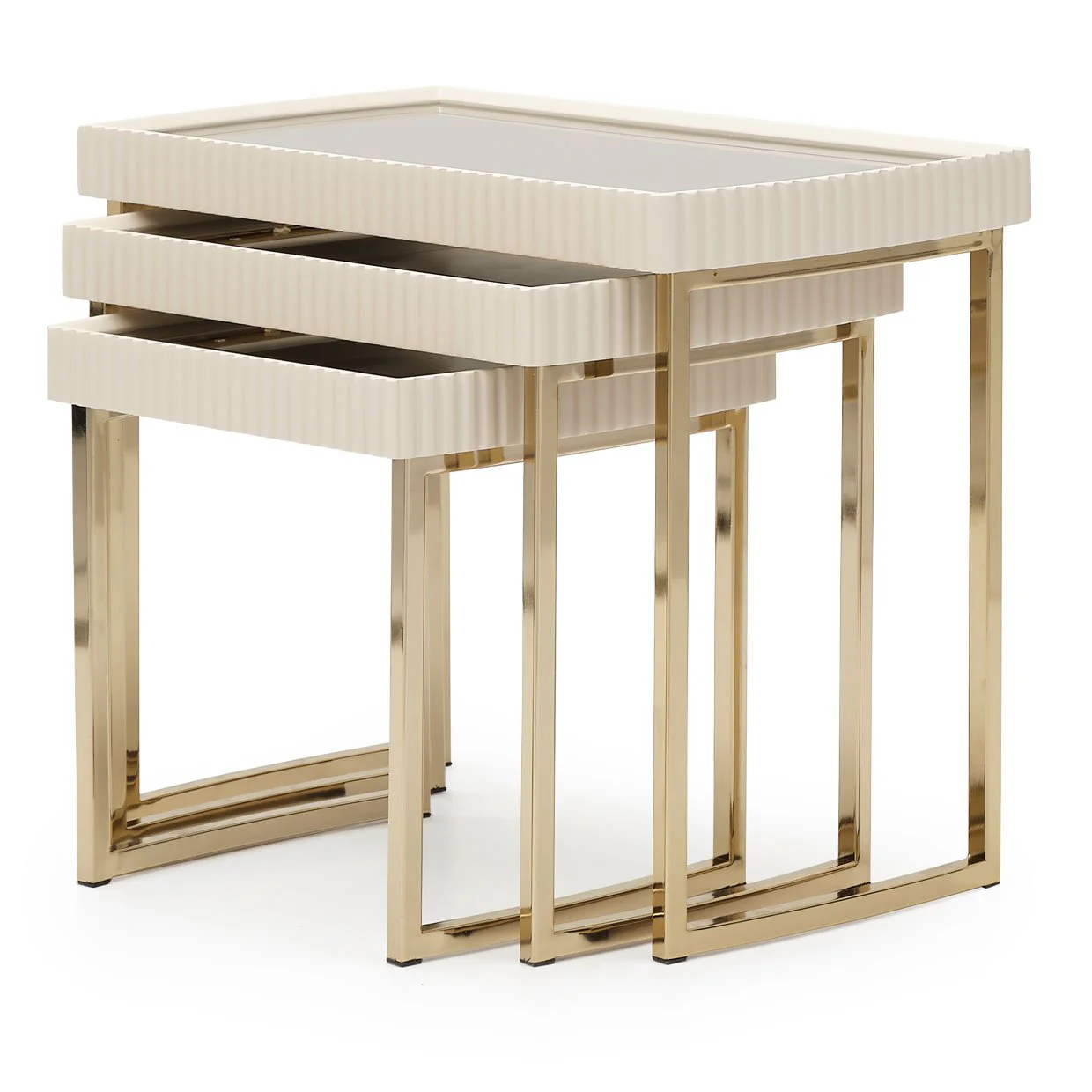 Lisbon Nesting Tables, Set of 3 - Silken Matte Cream - Image 9