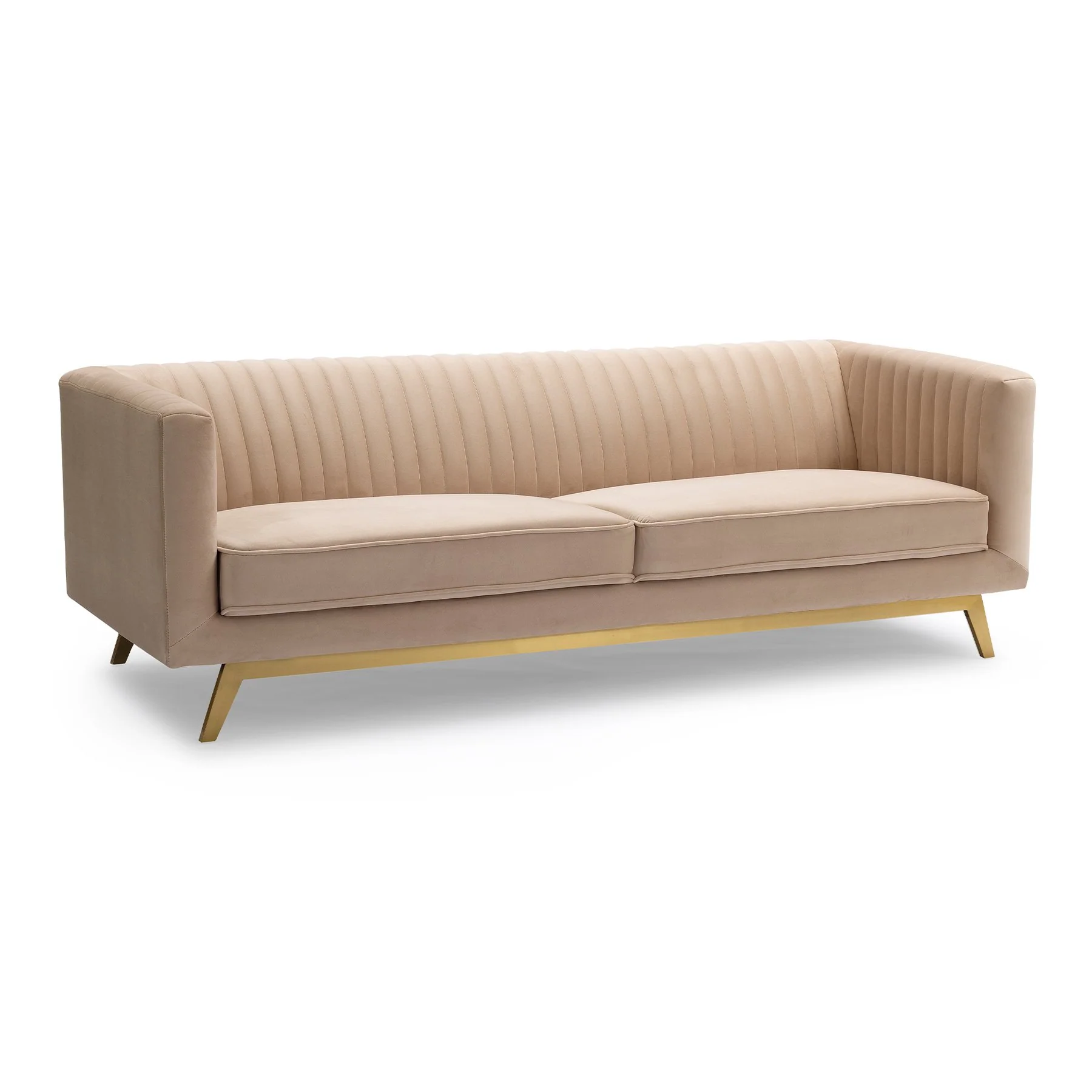 Liv Modern Beige Velvet Sofa - Image 2