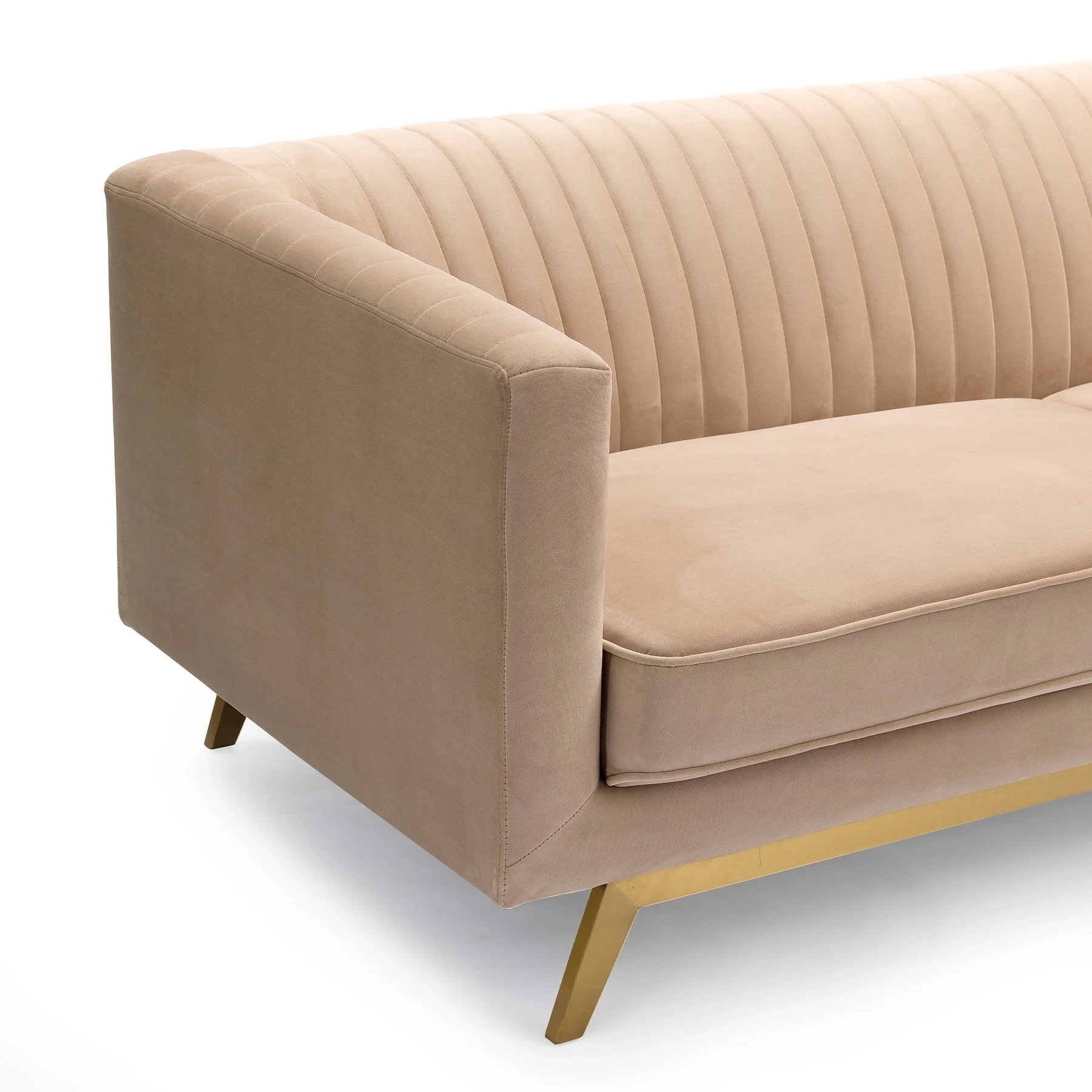 Liv Modern Beige Velvet Sofa - Image 4
