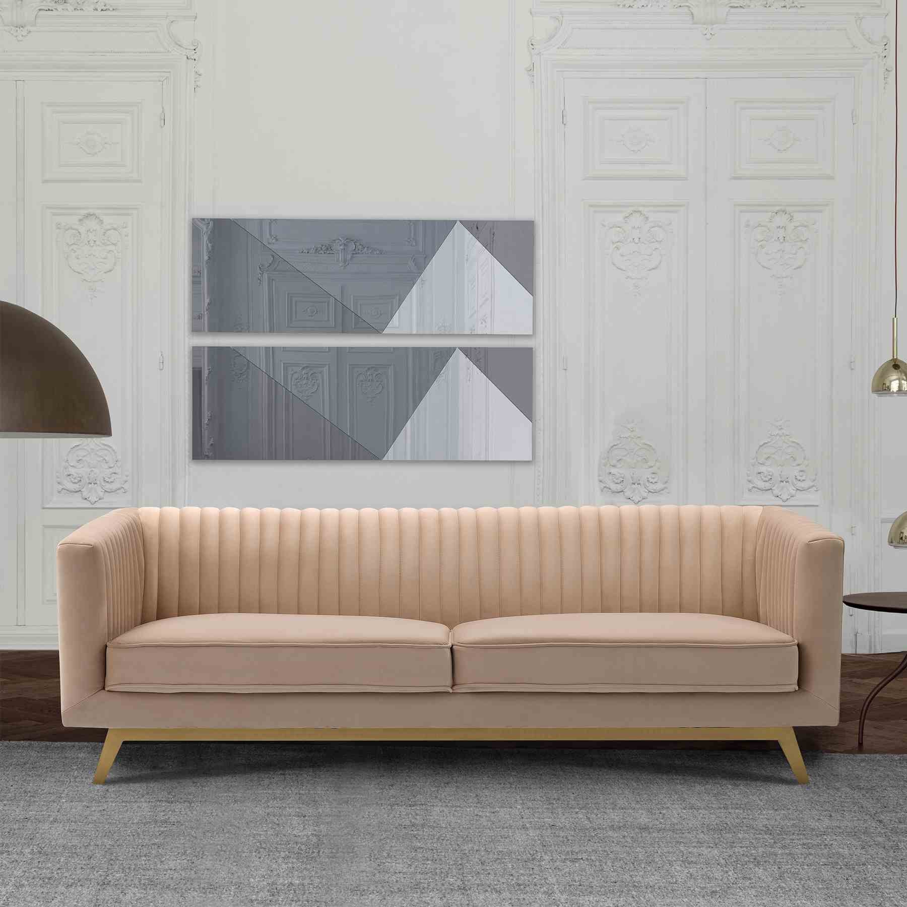 Liv Modern Beige Velvet Sofa - Image 5