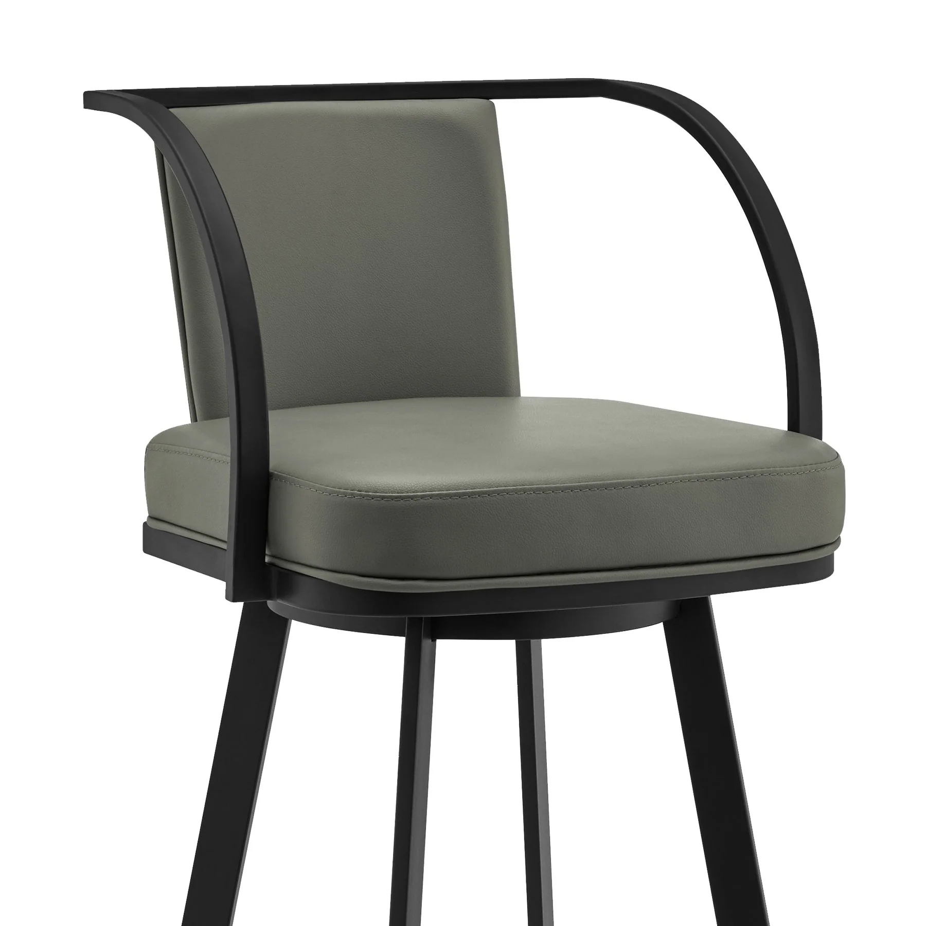 Livingston 26" Gray Faux Leather and Black Metal Swivel Bar Stool - Image 4