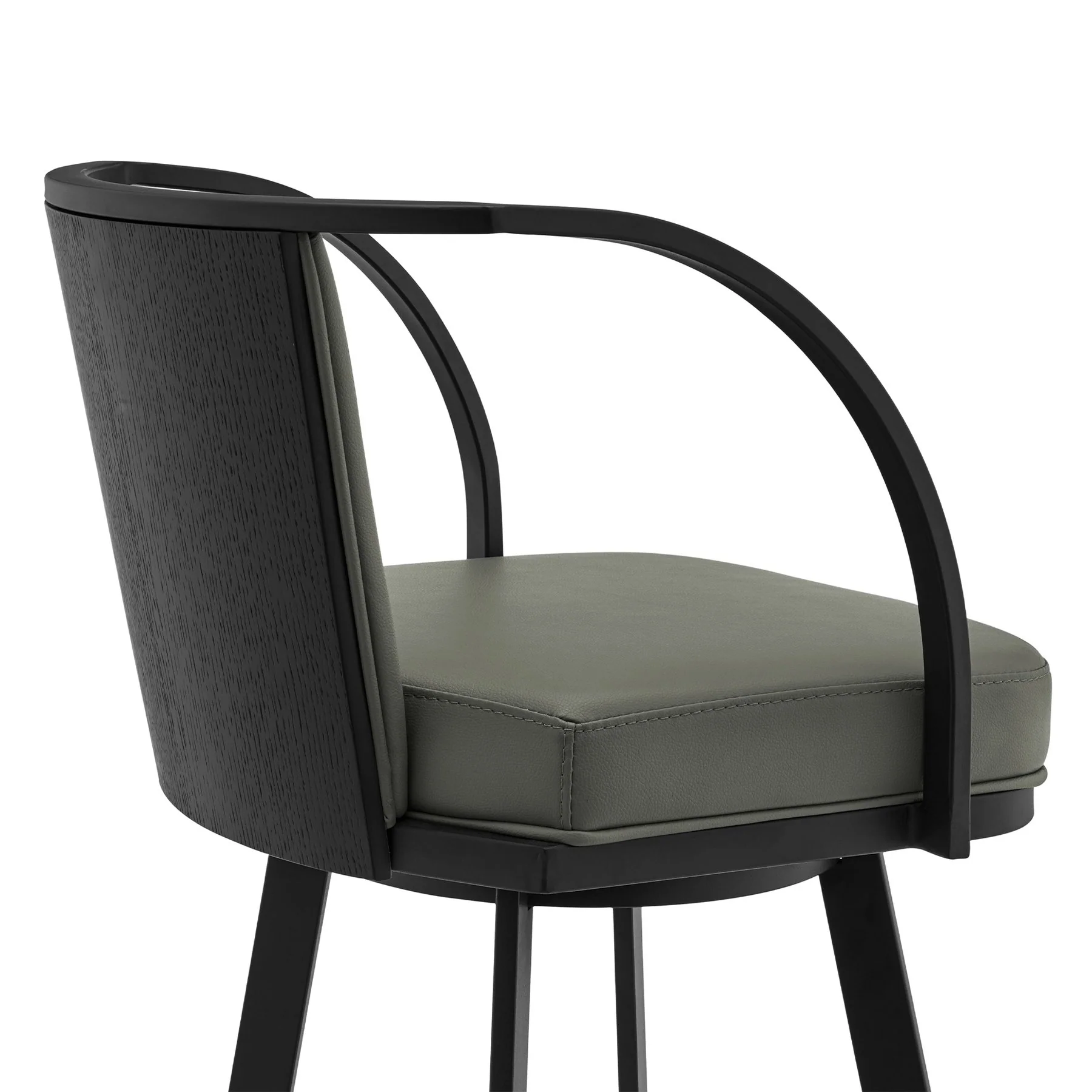 Livingston 26" Gray Faux Leather and Black Metal Swivel Bar Stool - Image 5