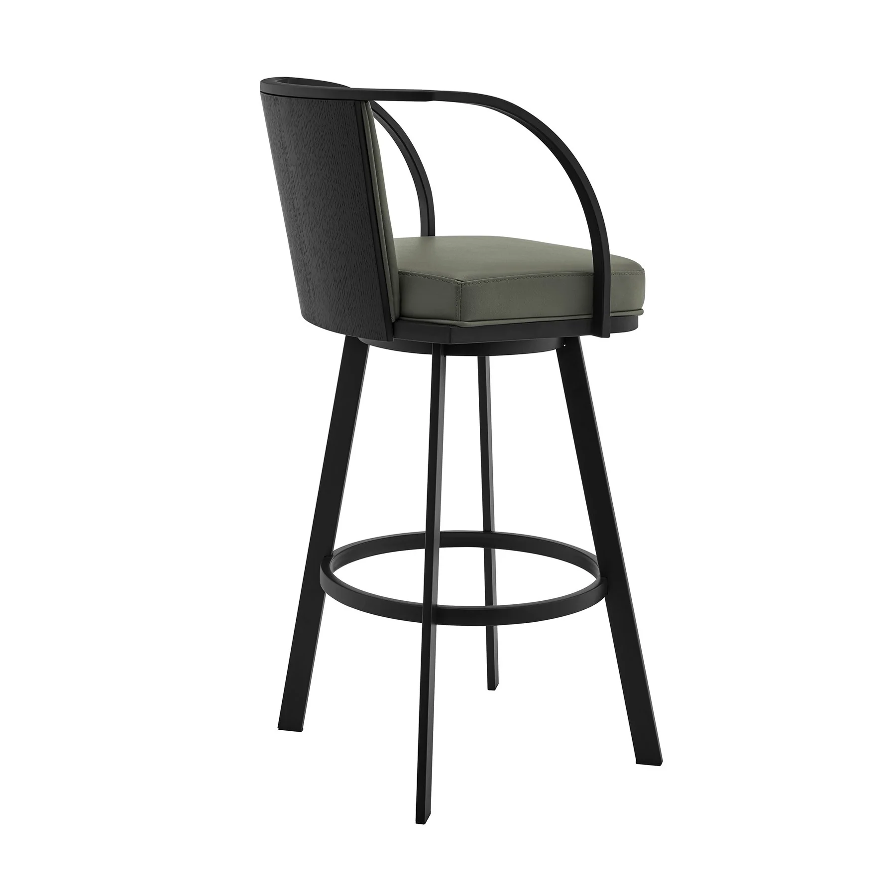Livingston 30" Gray Faux Leather and Black Metal Swivel Bar Stool - Image 3