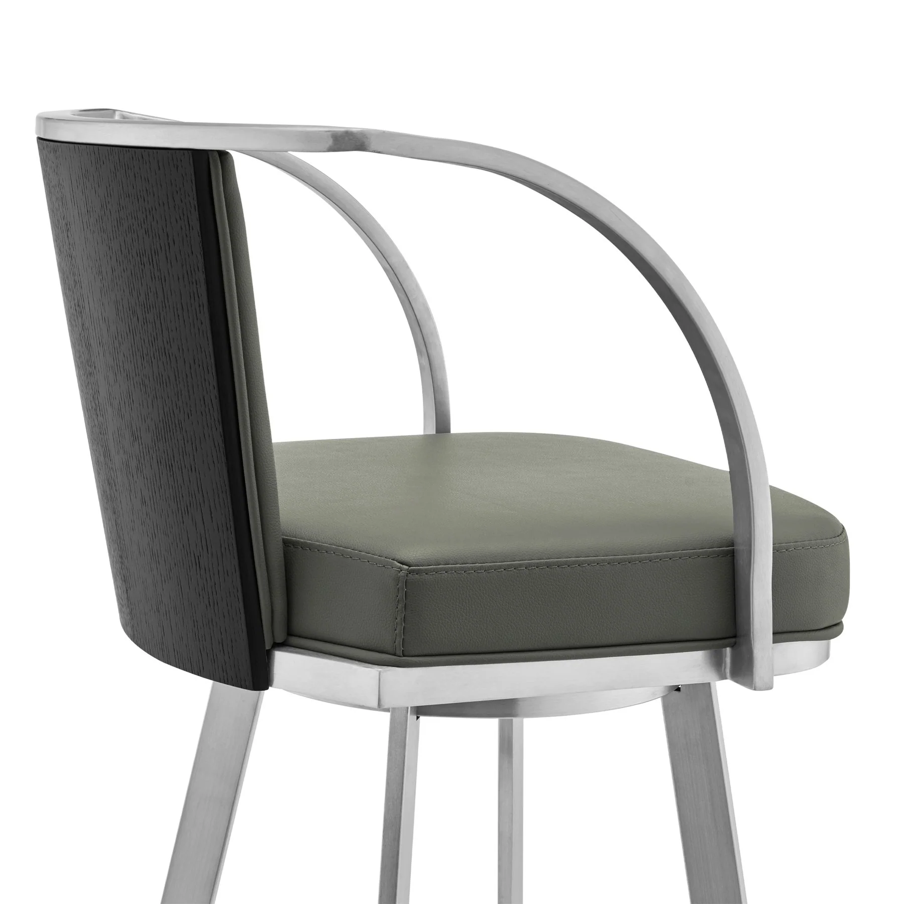 Livingston 30" Gray Faux Leather and Brushed Stainless Steel Swivel Bar Stool - Image 5