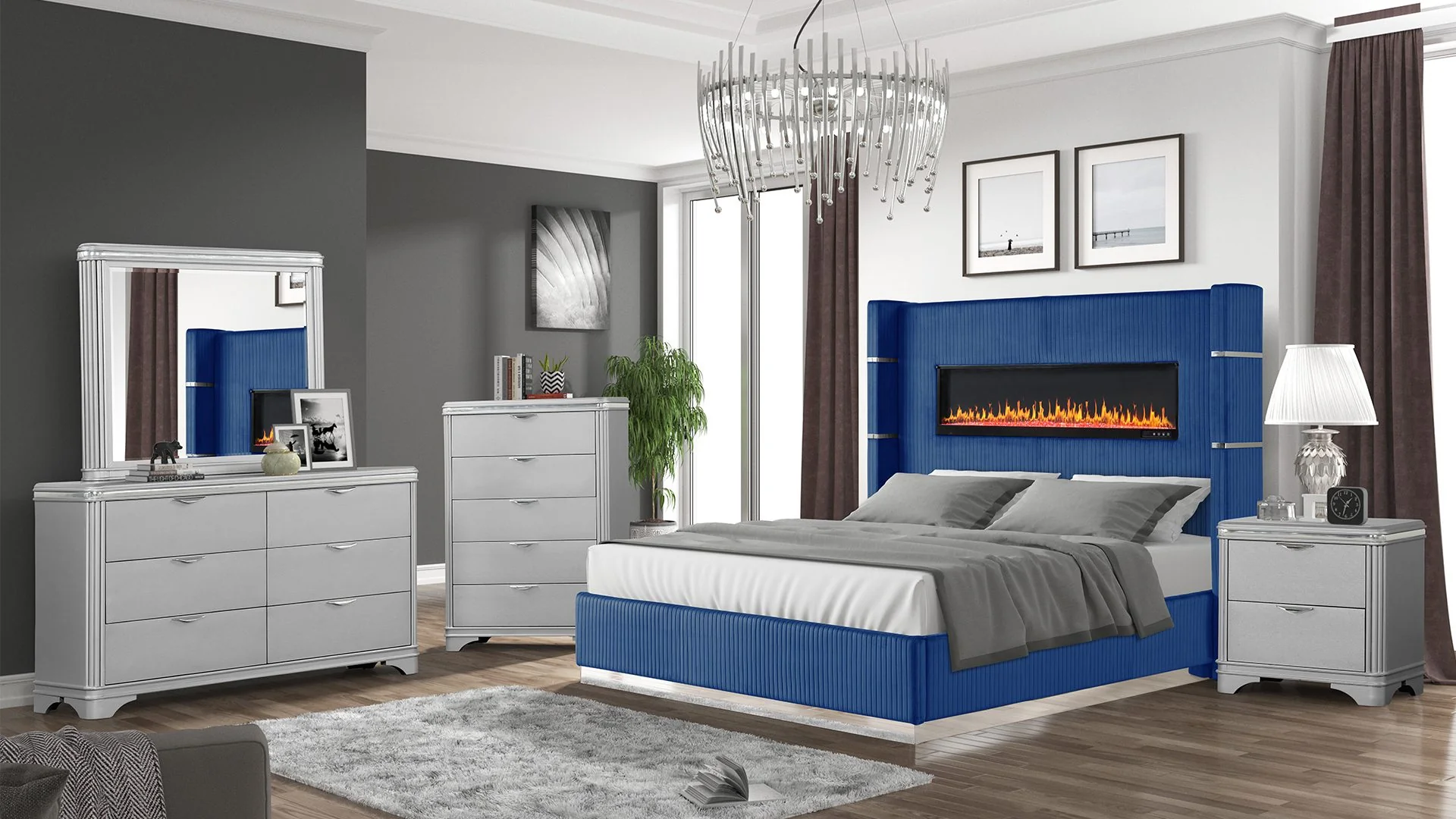 Lizelle King 5 Pc Bedroom Set Blue - Image 20