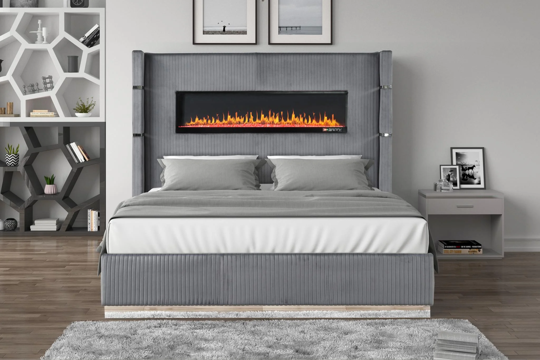 Lizelle Queen 4 Pc Bedroom Set Gray - Image 2