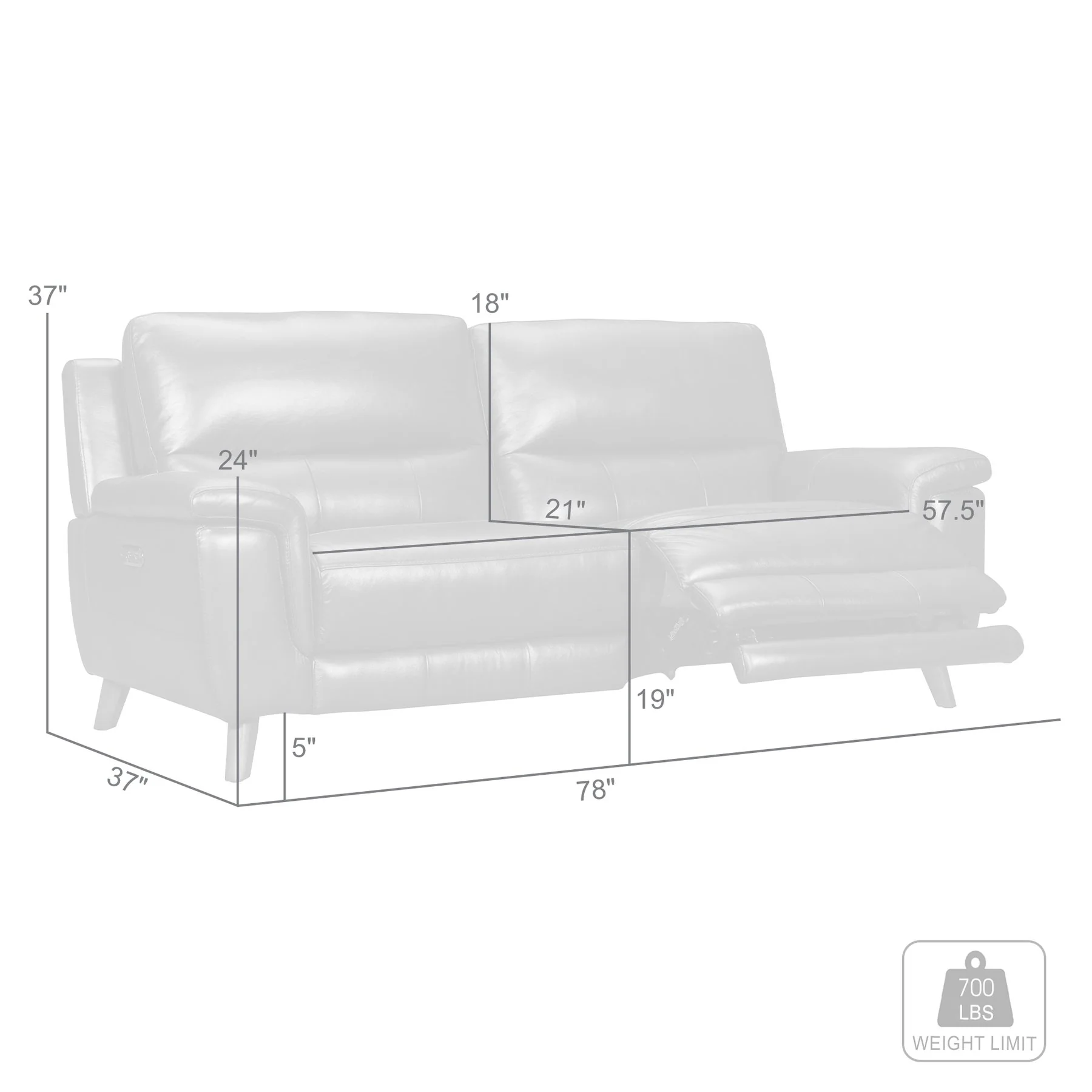 Lizette 78" Brown Leather Power Recliner Sofa with USB - Image 9