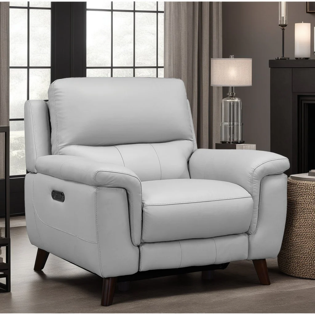 Lizette Contemporary Chair in Dark Brown Wood Finish and Dove Gray Genuine Leather - Image 11