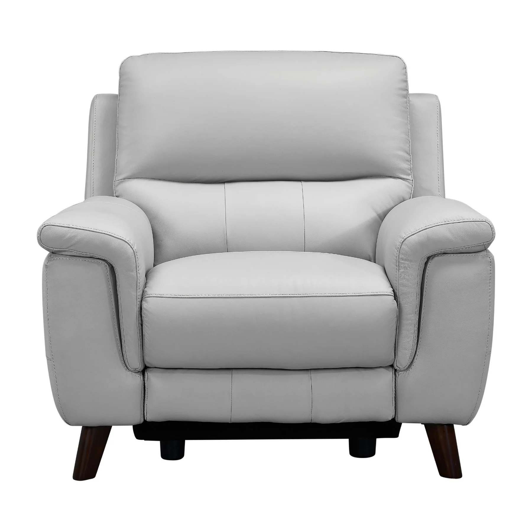 Lizette Contemporary Chair in Dark Brown Wood Finish and Dove Gray Genuine Leather - Image 3