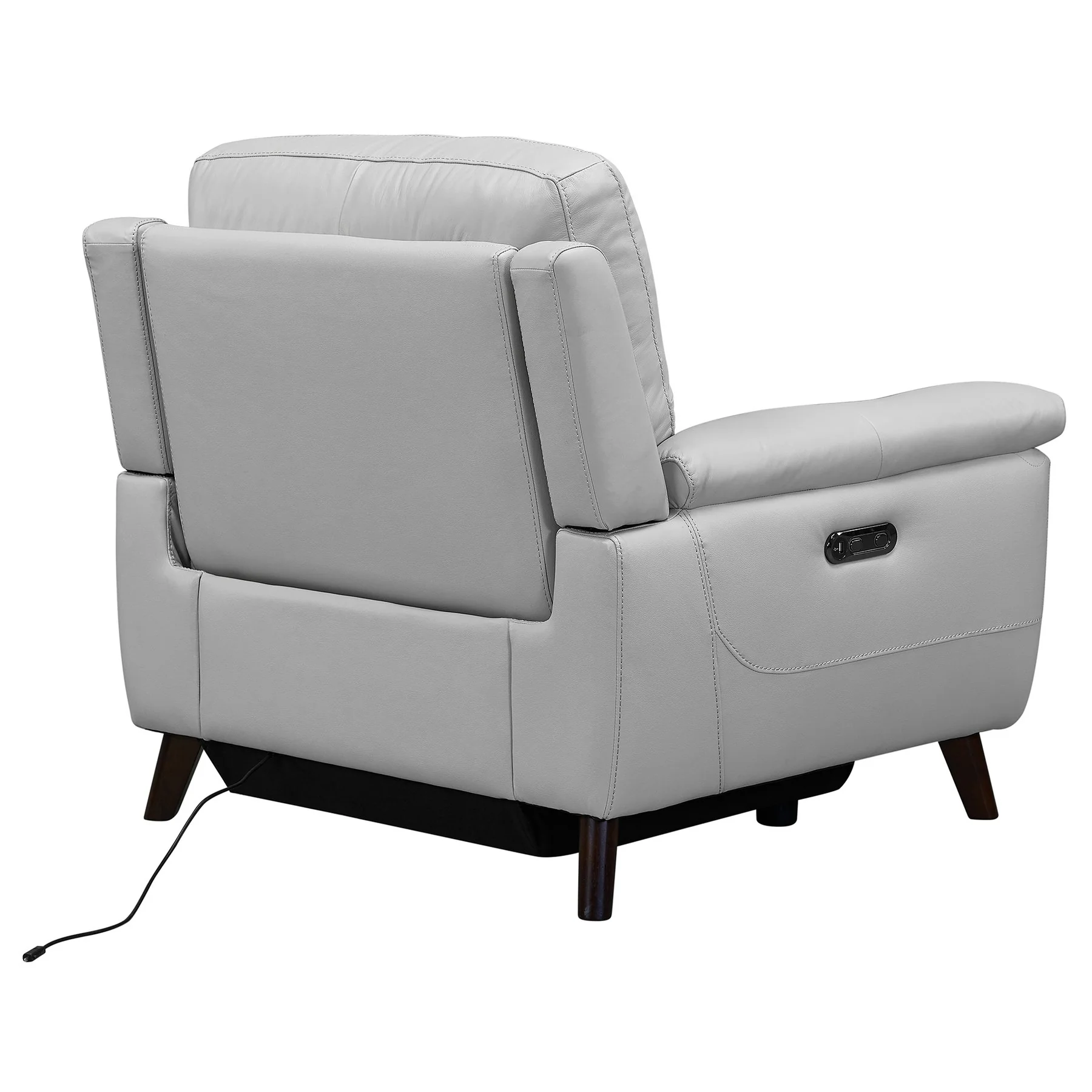 Lizette Contemporary Chair in Dark Brown Wood Finish and Dove Gray Genuine Leather - Image 4