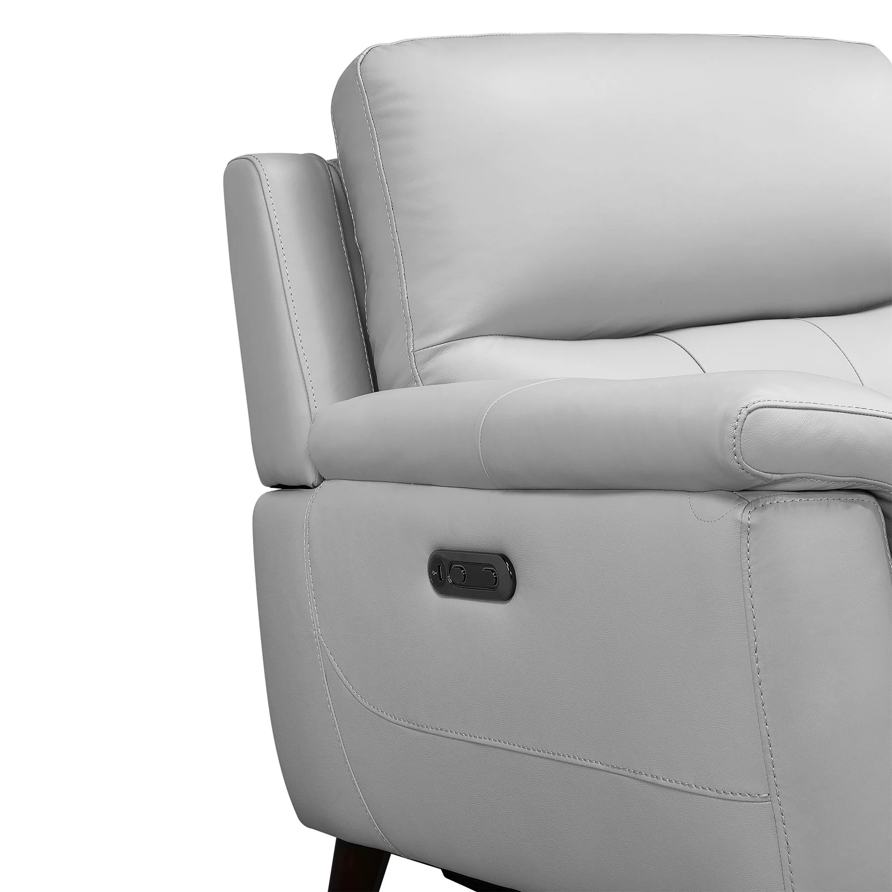 Lizette Contemporary Chair in Dark Brown Wood Finish and Dove Gray Genuine Leather - Image 5