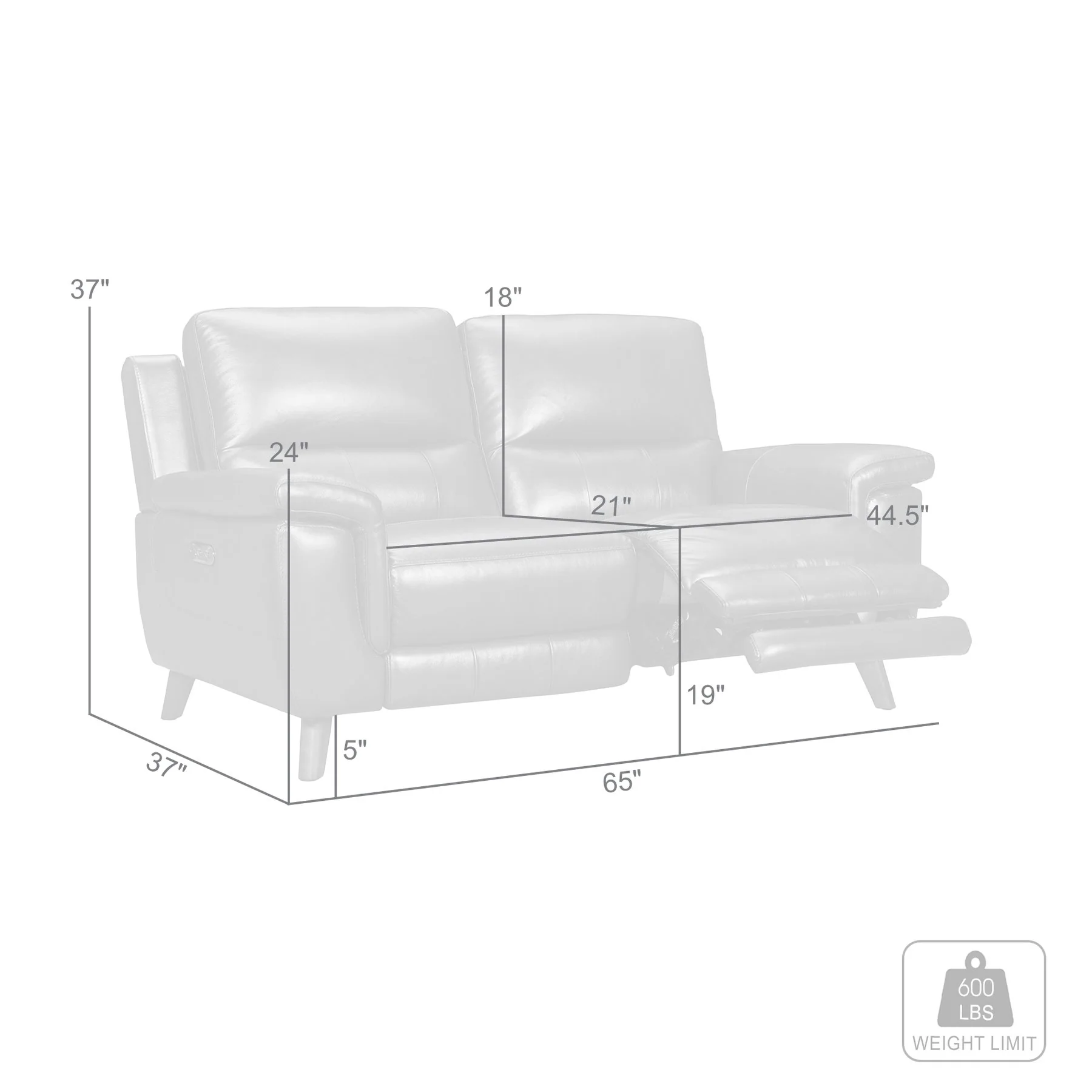 Lizette Contemporary Loveseat in Dark Brown Wood Finish and Dove Gray Genuine Leather - Image 10