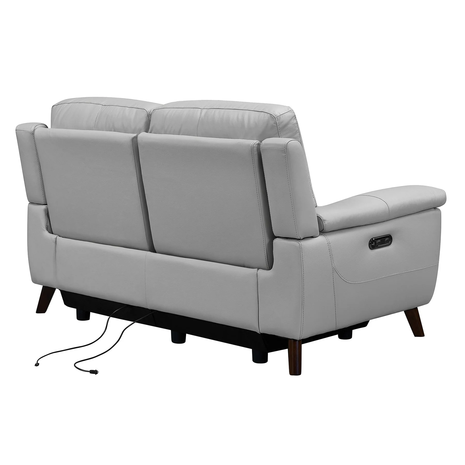 Lizette Contemporary Loveseat in Dark Brown Wood Finish and Dove Gray Genuine Leather - Image 4