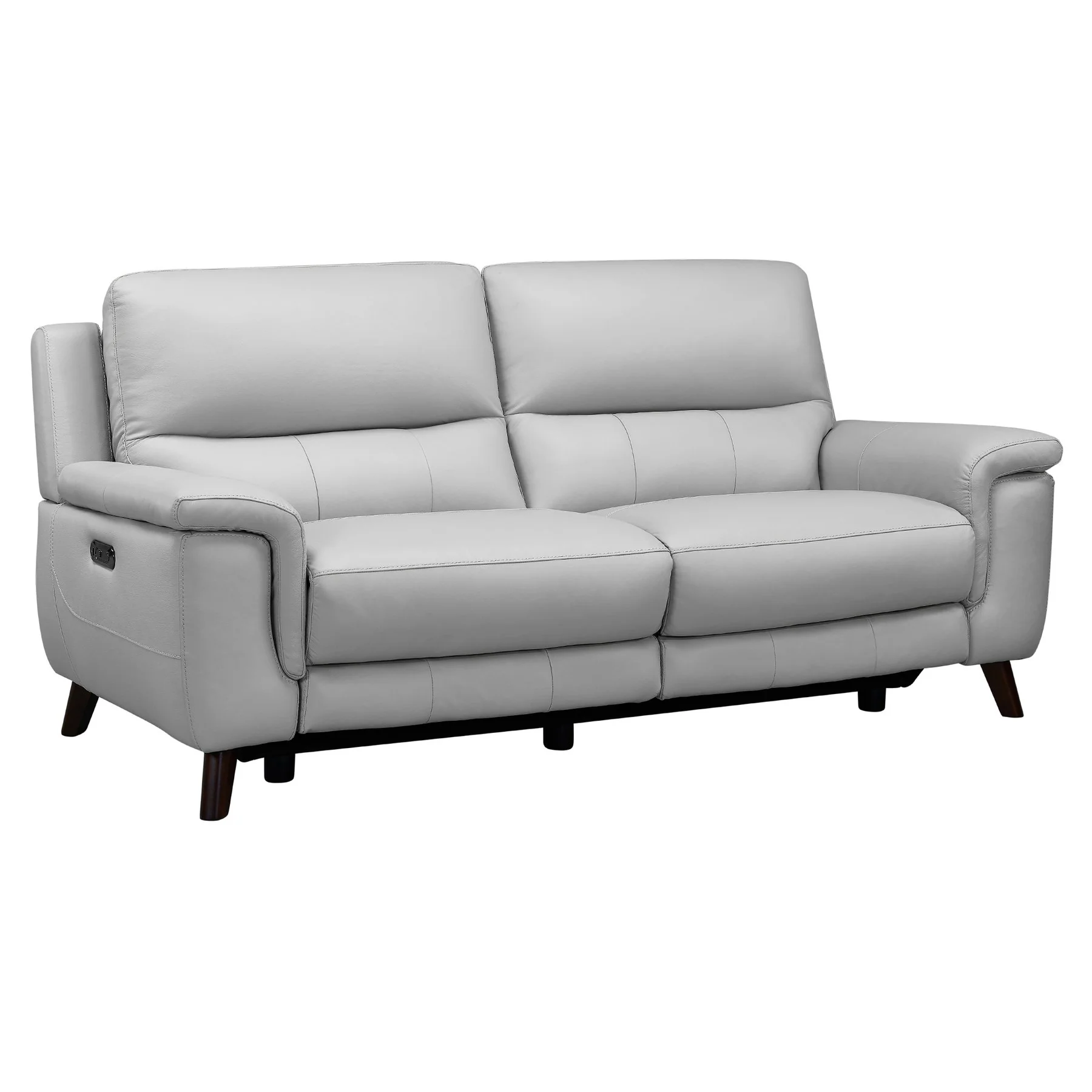 Lizette Contemporary Sofa in Dark Brown Wood Finish and Dove Gray Genuine Leather - Image 2