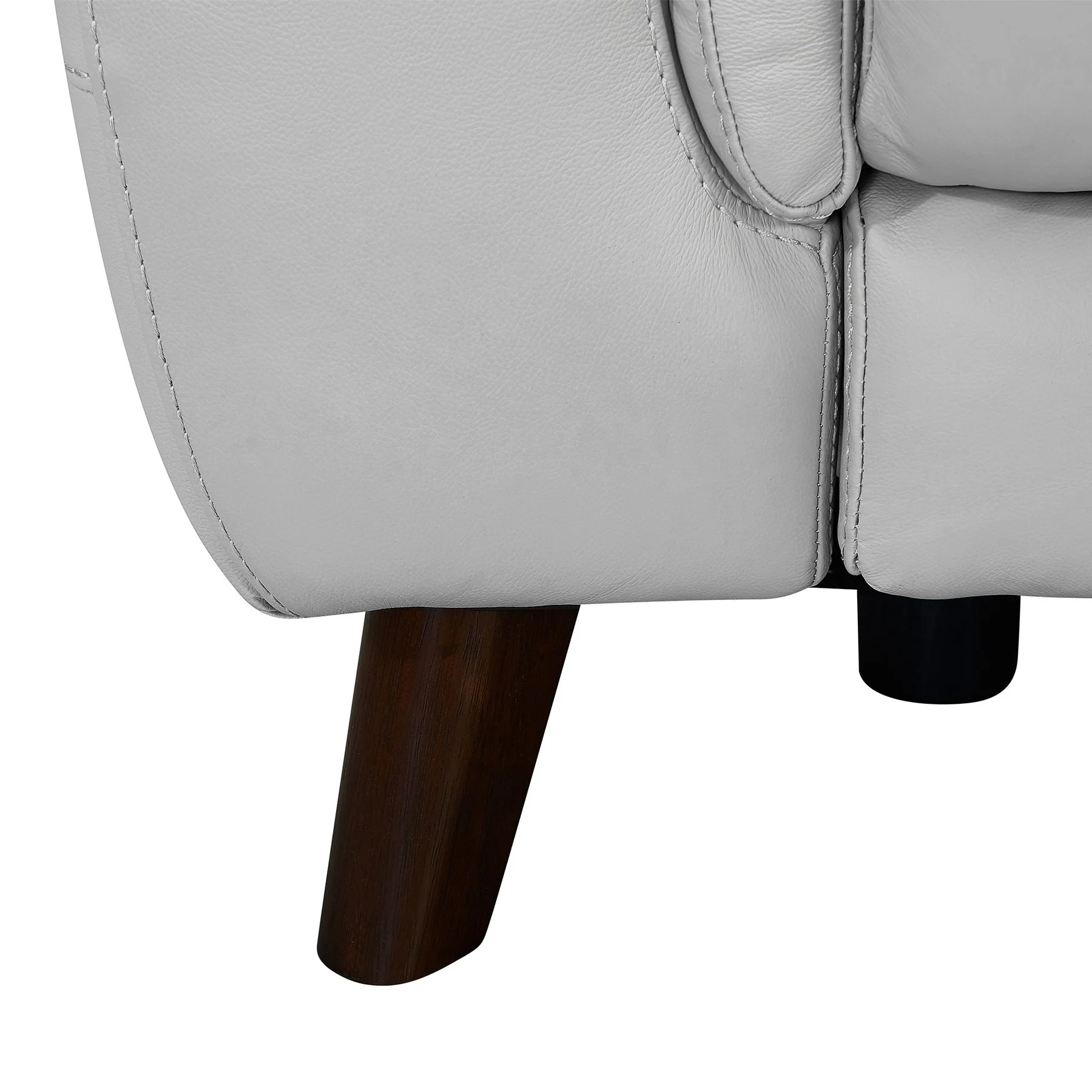 Lizette Contemporary Sofa in Dark Brown Wood Finish and Dove Gray Genuine Leather - Image 6