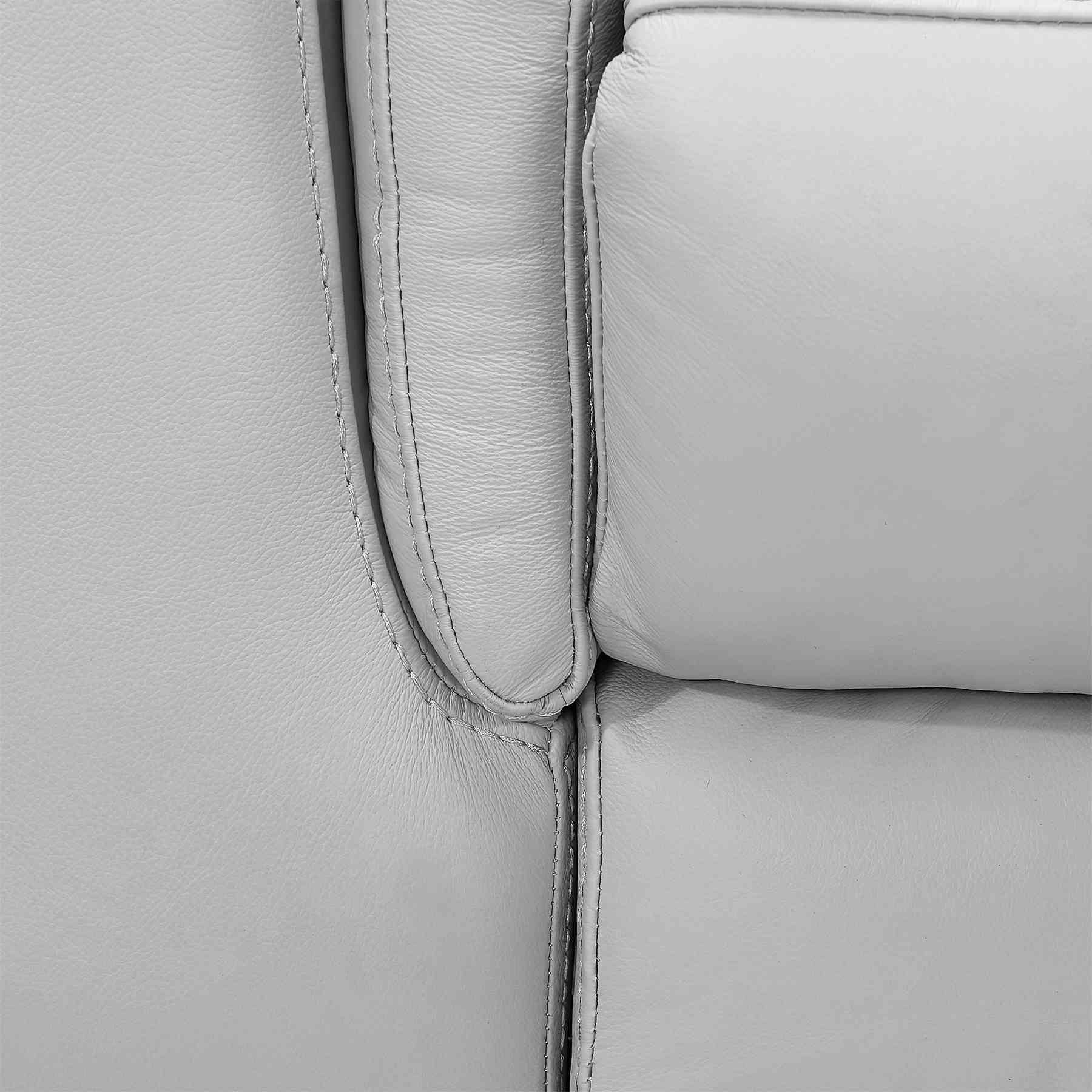 Lizette Contemporary Sofa in Dark Brown Wood Finish and Dove Gray Genuine Leather - Image 7