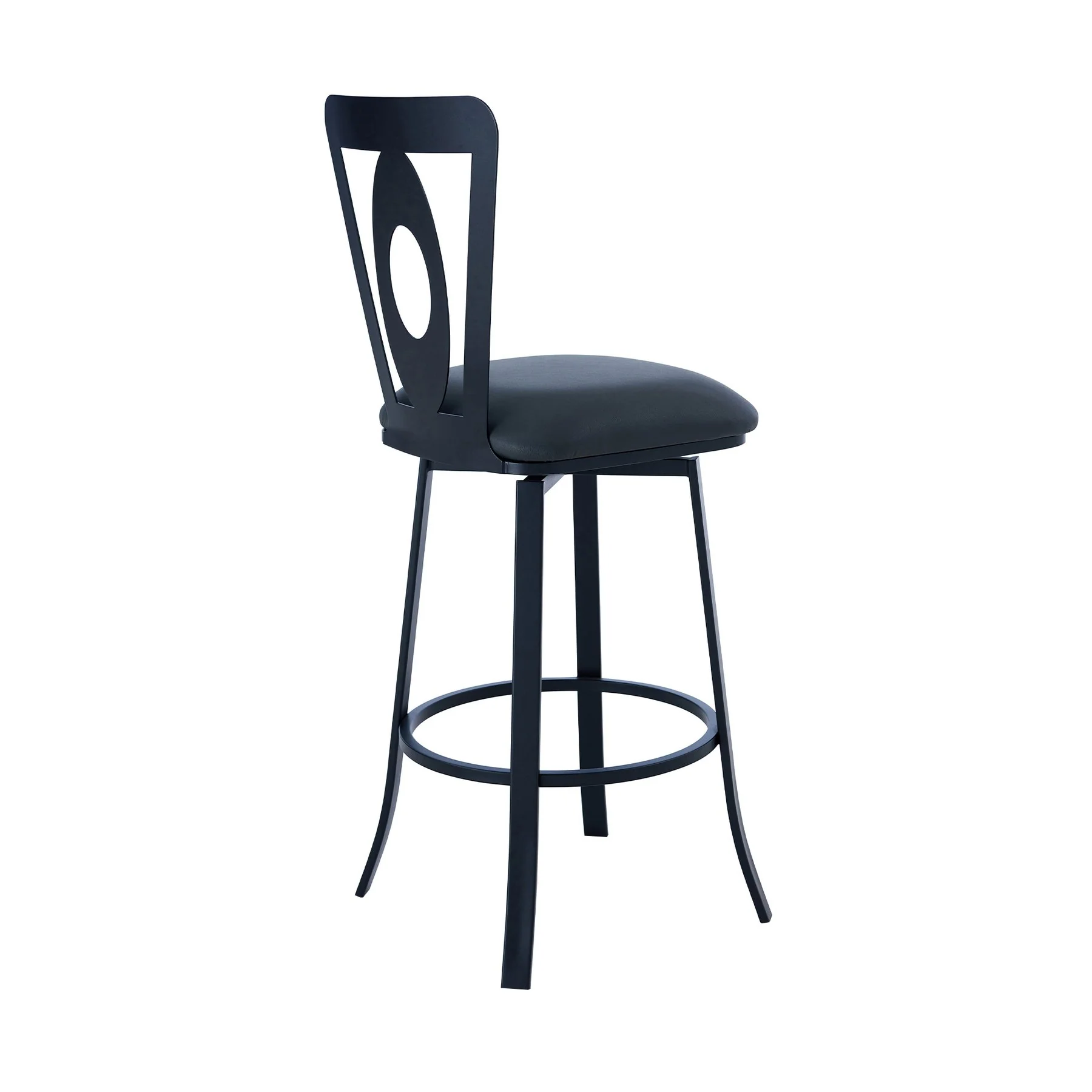 Lola Contemporary 26" Counter Height Barstool in Matte Black Finish and Gray Faux Leather - Image 3
