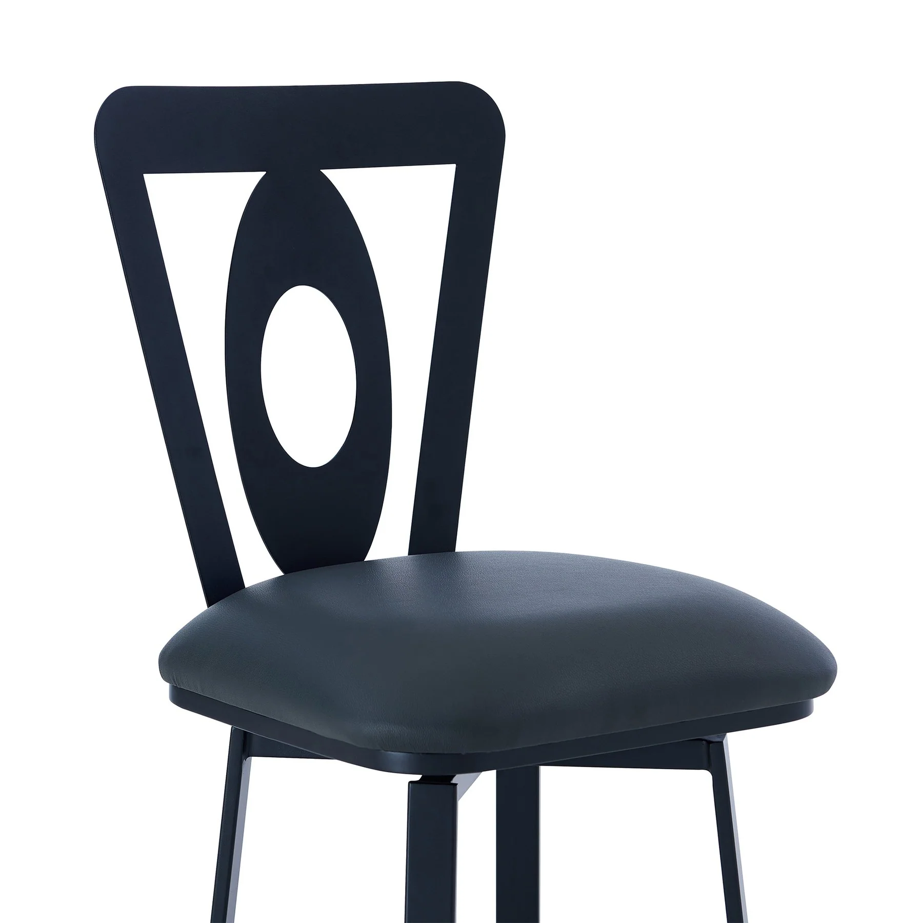 Lola Contemporary 30" Bar Height Barstool in Matte Black Finish and Gray Faux Leather - Image 4