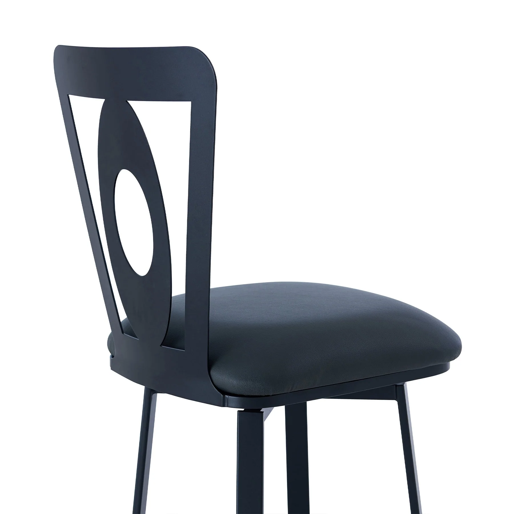 Lola Contemporary 30" Bar Height Barstool in Matte Black Finish and Gray Faux Leather - Image 5