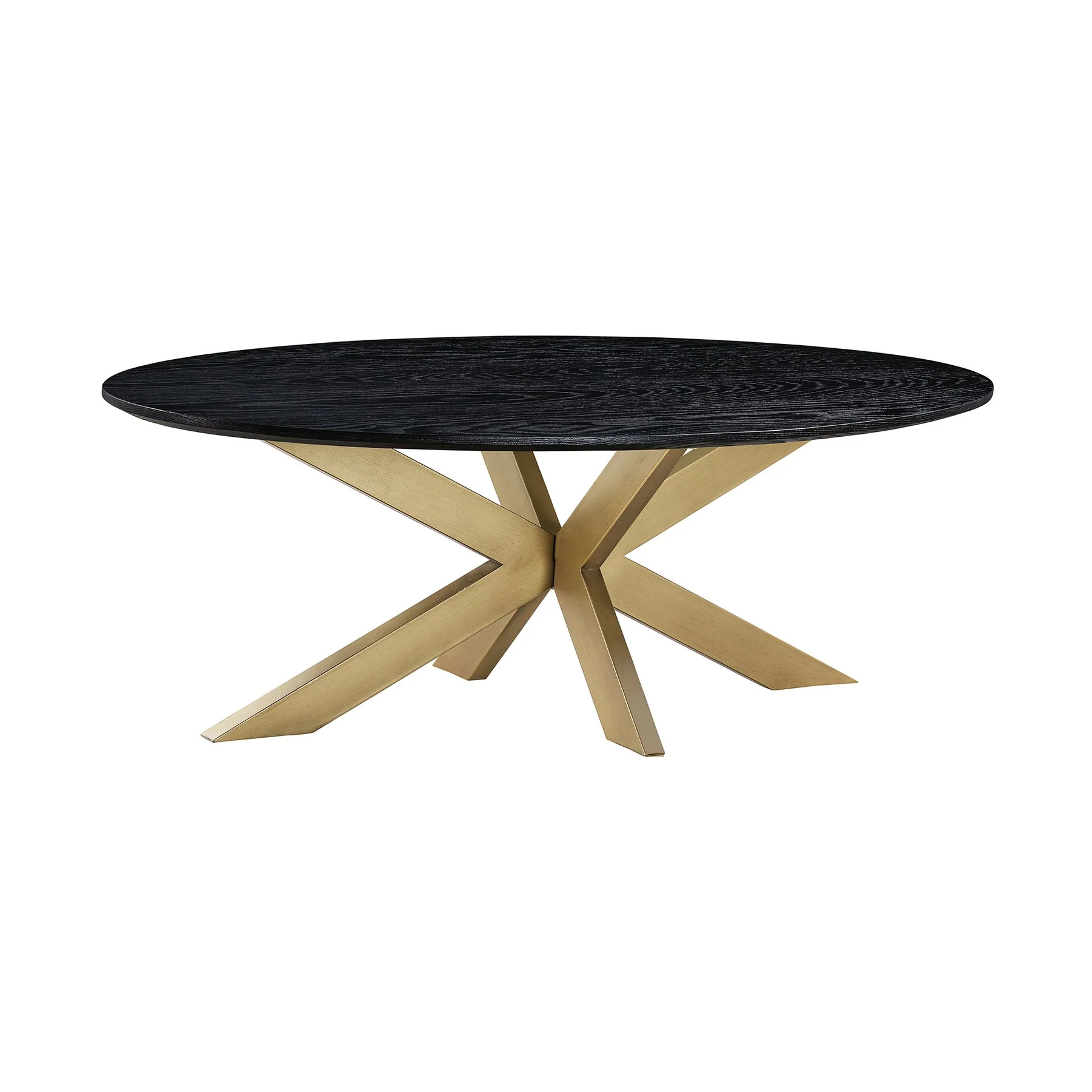 Lombard Oval Coffee Table in Black Brushed Oak Wood - Image 2