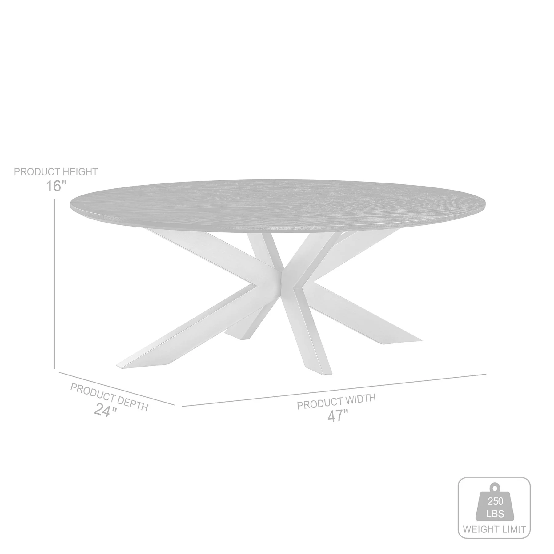 Lombard Oval Coffee Table in Black Brushed Oak Wood - Image 5