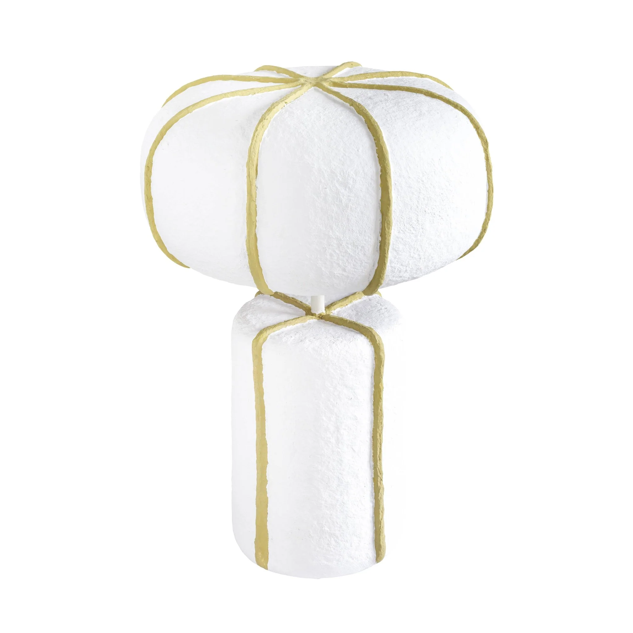 Looma White and Green Cotton Mache Table Lamp - Image 3
